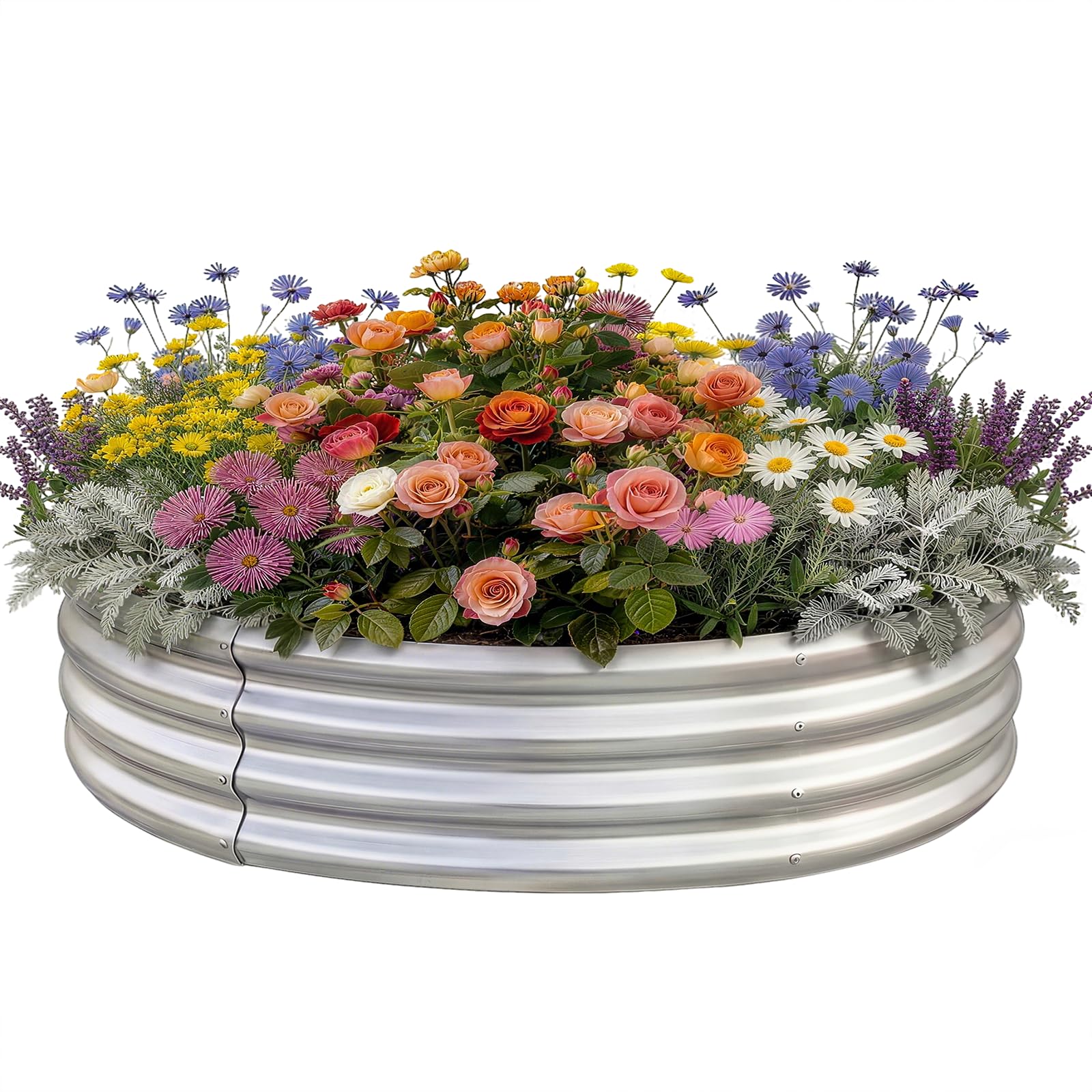 Land Guard Galvanized Raised Garden Bed Kit, Galvanized Planter Raised Garden Boxes Outdoor, Round Large Metal Raised Garden Beds for Vegetables ……
