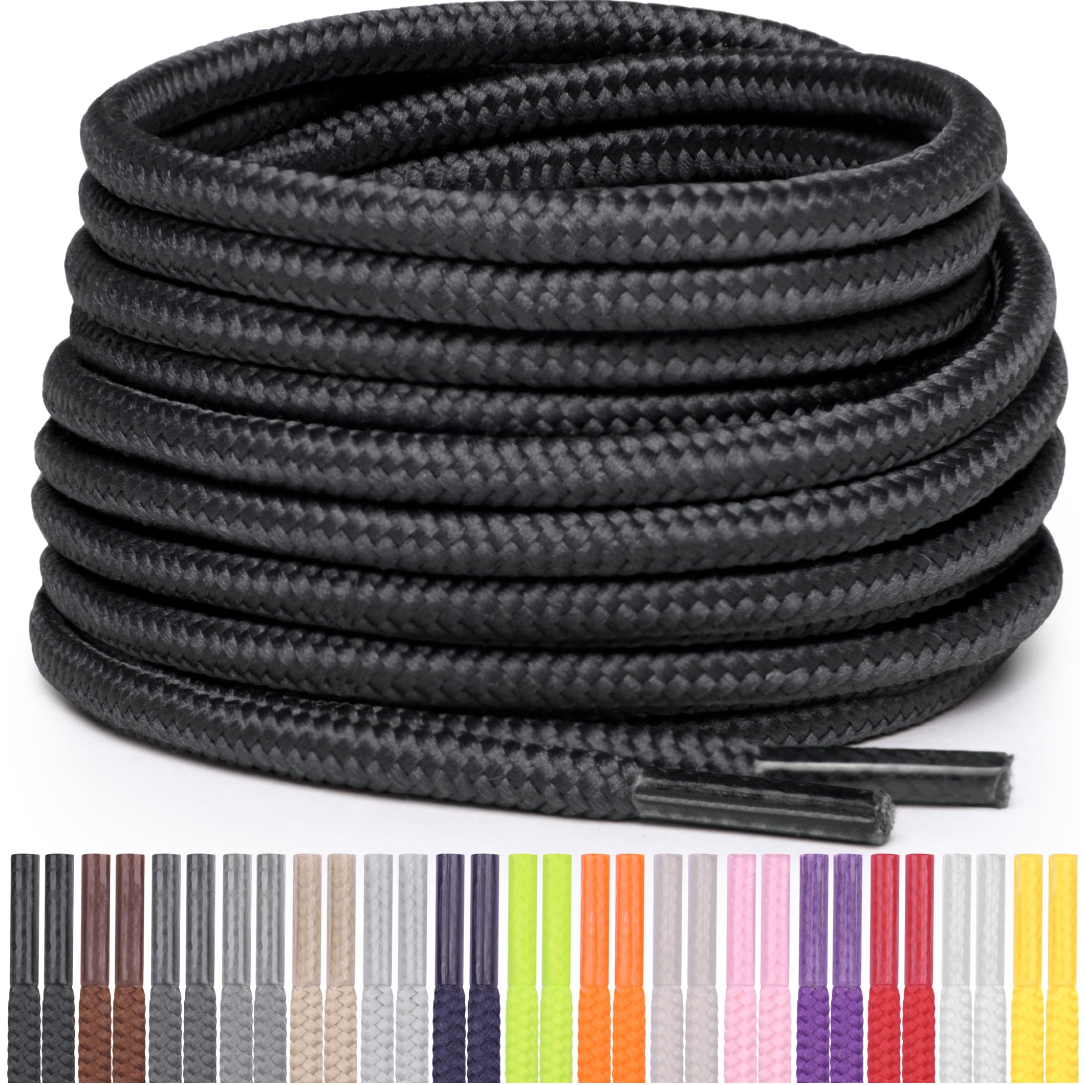 Miscly Round Shoelaces [1 Pair] 5/32″ Thick - For Shoes, Sneakers & Boots