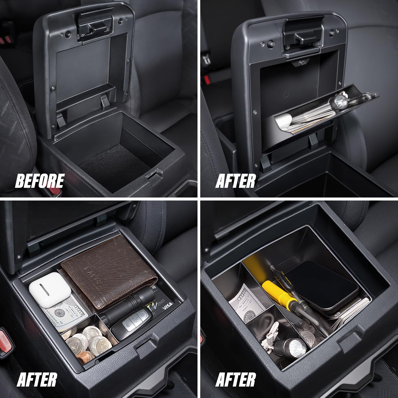 Carlimeki Center Console Organizer (3-piece set) for Tacoma 2016-2023 - for Tacoma Accessories