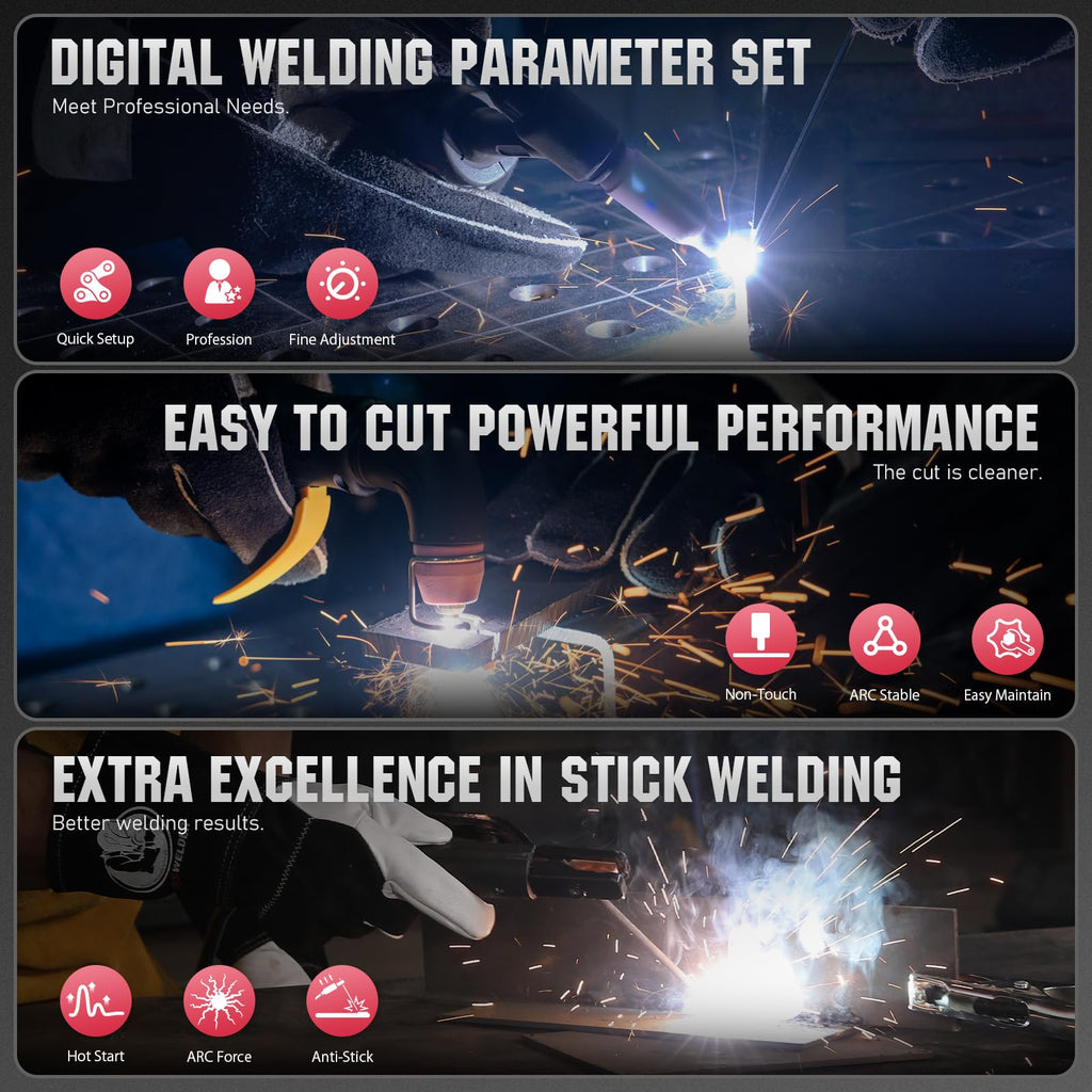 YESWELDER Plasma Cutter with Built In Air Compressor, Large LED Digital Display 55Amp 110V/220V Non-High Frequency Non-Touch Pilot Arc Plasma Cutting Machine CUT-55DS FUSION