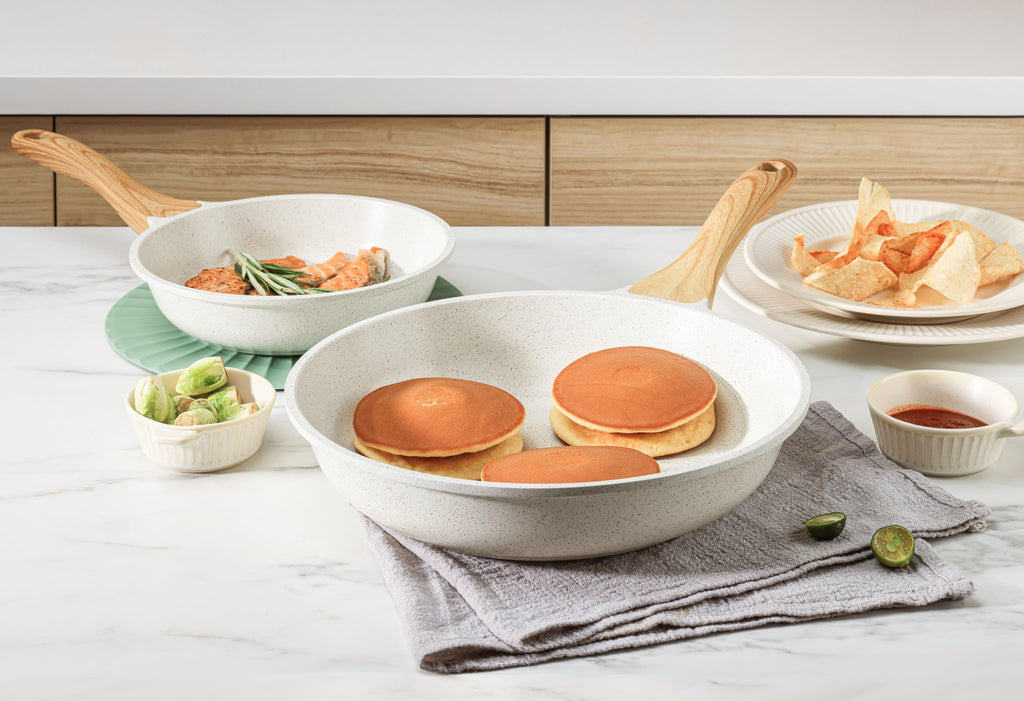 SENSARTE Nonstick Ceramic Frying Pan 8-Inch, Healthy Non Toxic Skillet, Induction Compatible Omelet Pan with Heat Resistant Handle, PFAS-Free, Cream White
