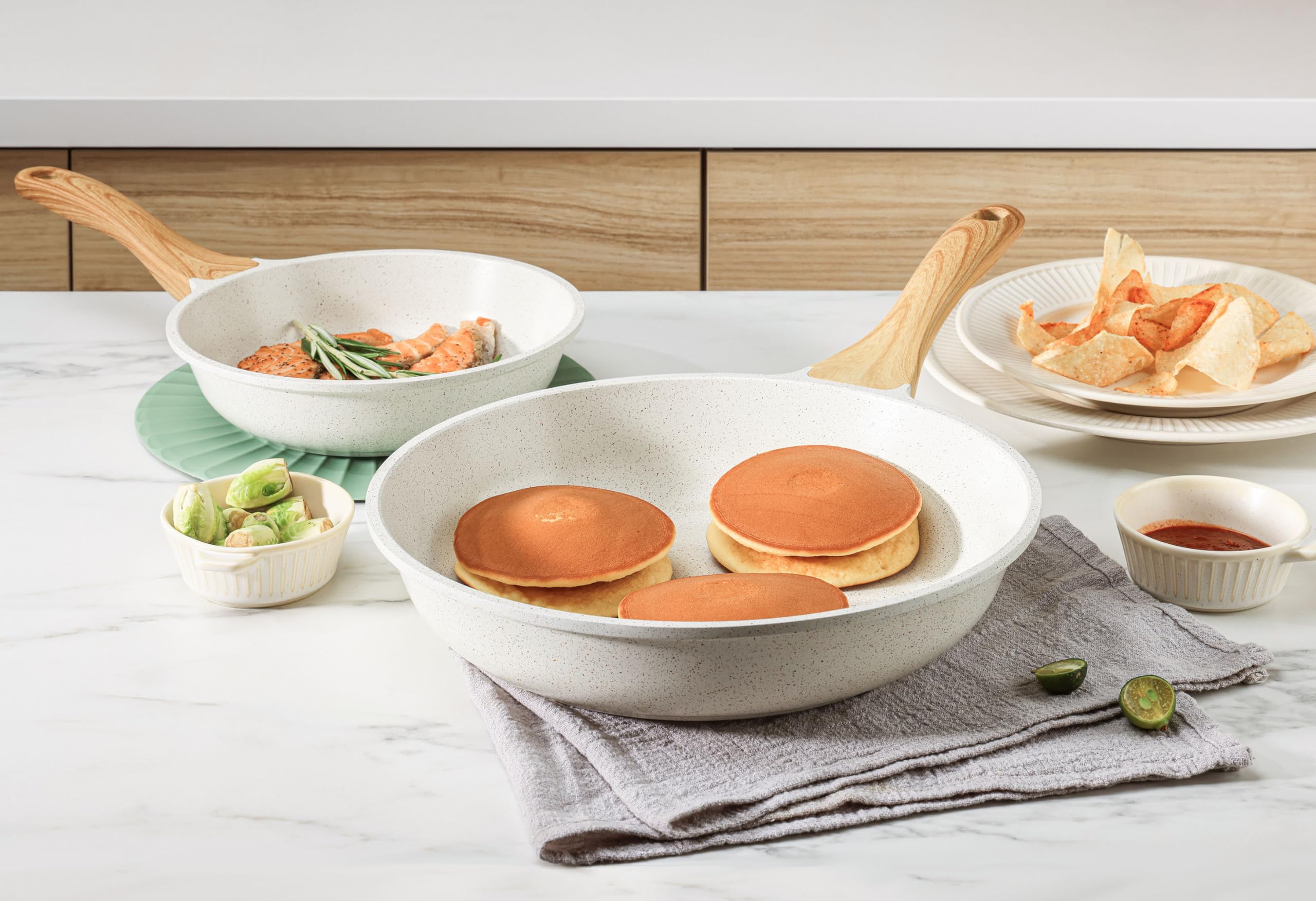 SENSARTE Nonstick Ceramic Frying Pan 8-Inch, Healthy Non Toxic Skillet, Induction Compatible Omelet Pan with Heat Resistant Handle, PFAS-Free, Cream White