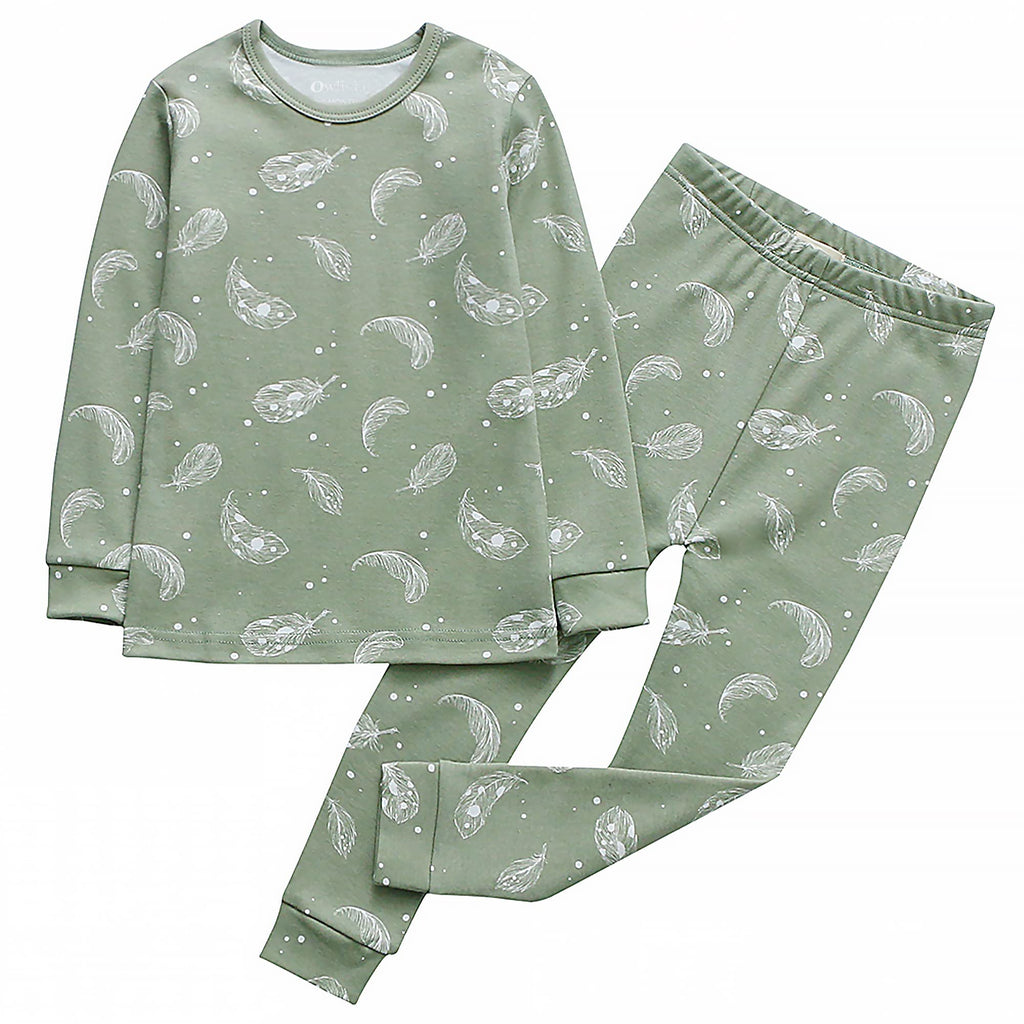 Owlivia 100% Organic Cotton Baby Long Sleeve Pajama Sets, Toddler Boy Girl 2-Piece Sleepwear