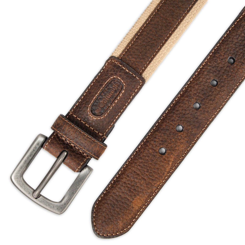 Columbia Men's Leather Casual Belt Tan & Brown Classic Style for Everyday Wear