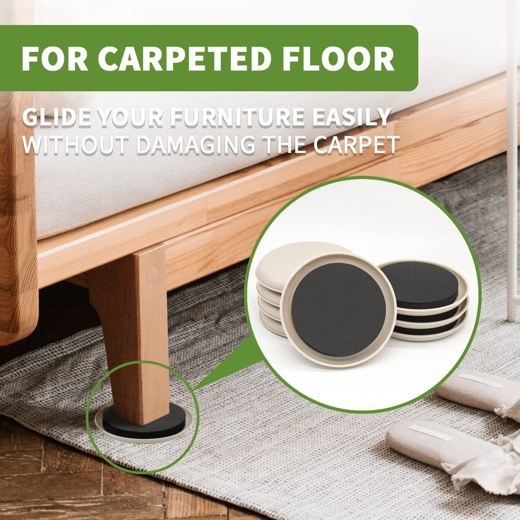 Furniture Sliders for Carpet 4 PCS - 9 1/2 inch Furniture Moving Slider Chair Legs Floors Protectors– Move Your Furniture Easy & Safely (for Carpet)