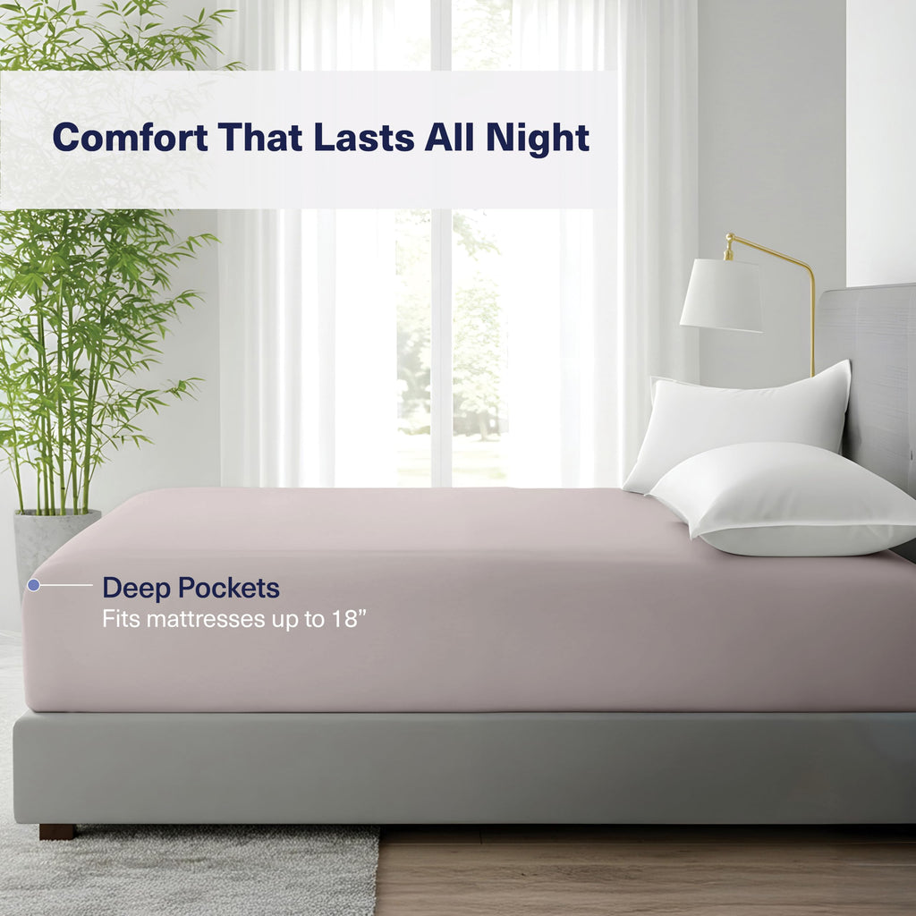 Kickoff Viscose Bamboo Fitted Sheet Twin Size, 100% Organic Cooling Sheets Fitted ONLY Viscose Bamboo Sheets Twin Size Bed Sheet for Hot Sleepers, Extra Deep Pocket, 4 Corner Strap (T, Onyx Black)