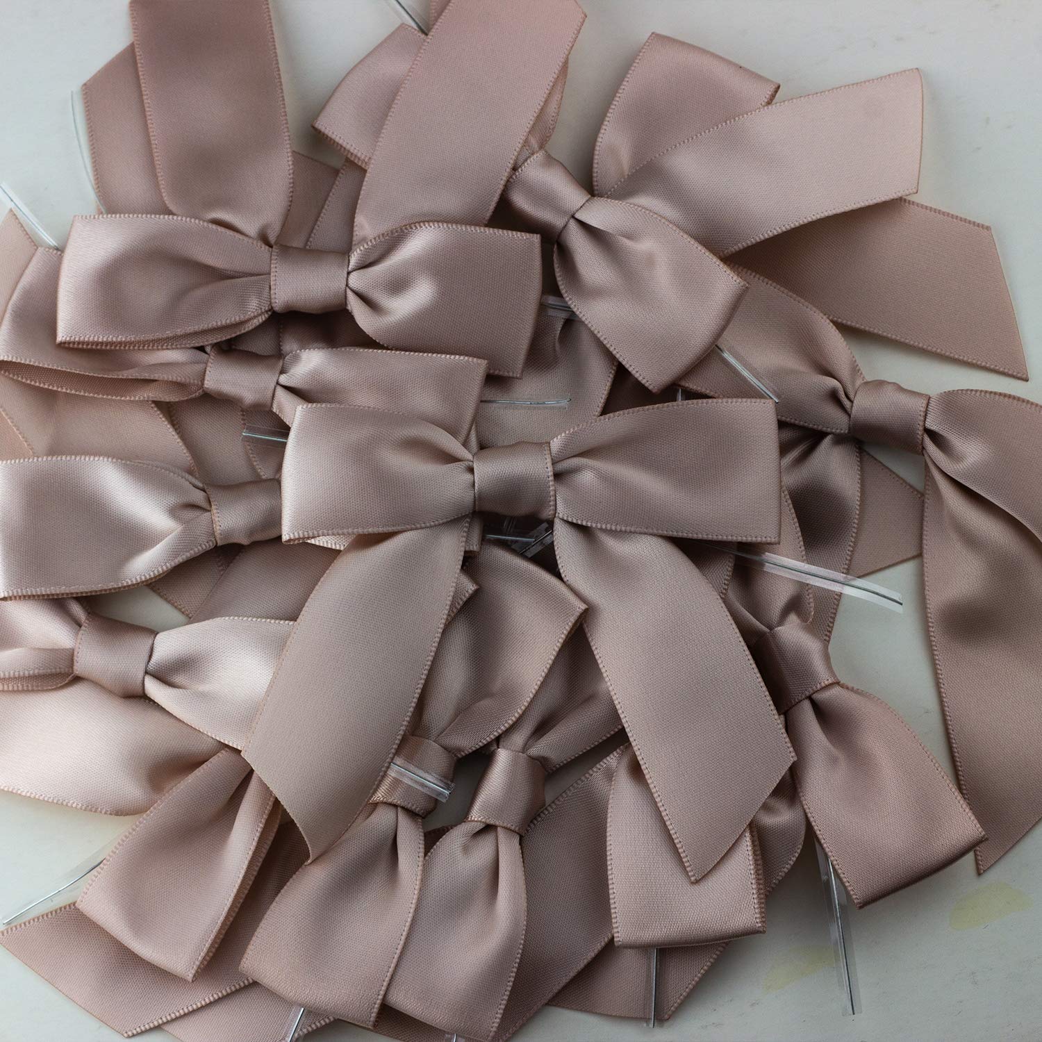 7Rainbows 50pcs Boutique 1.5" Black Satin Ribbon Mini Bows for Craft Sewing Scrapbooking Wedding and Gift Wrapping
