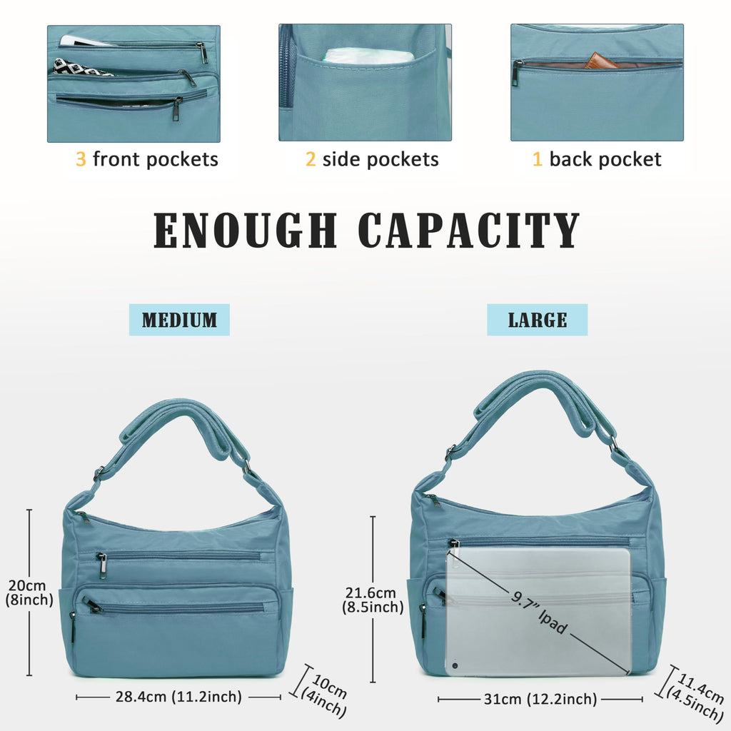 VOLGANIK ROCK RFID Purses for Women Fabric Nylon Multi Pocket Crossbody Bag Ladies Travel Handbag