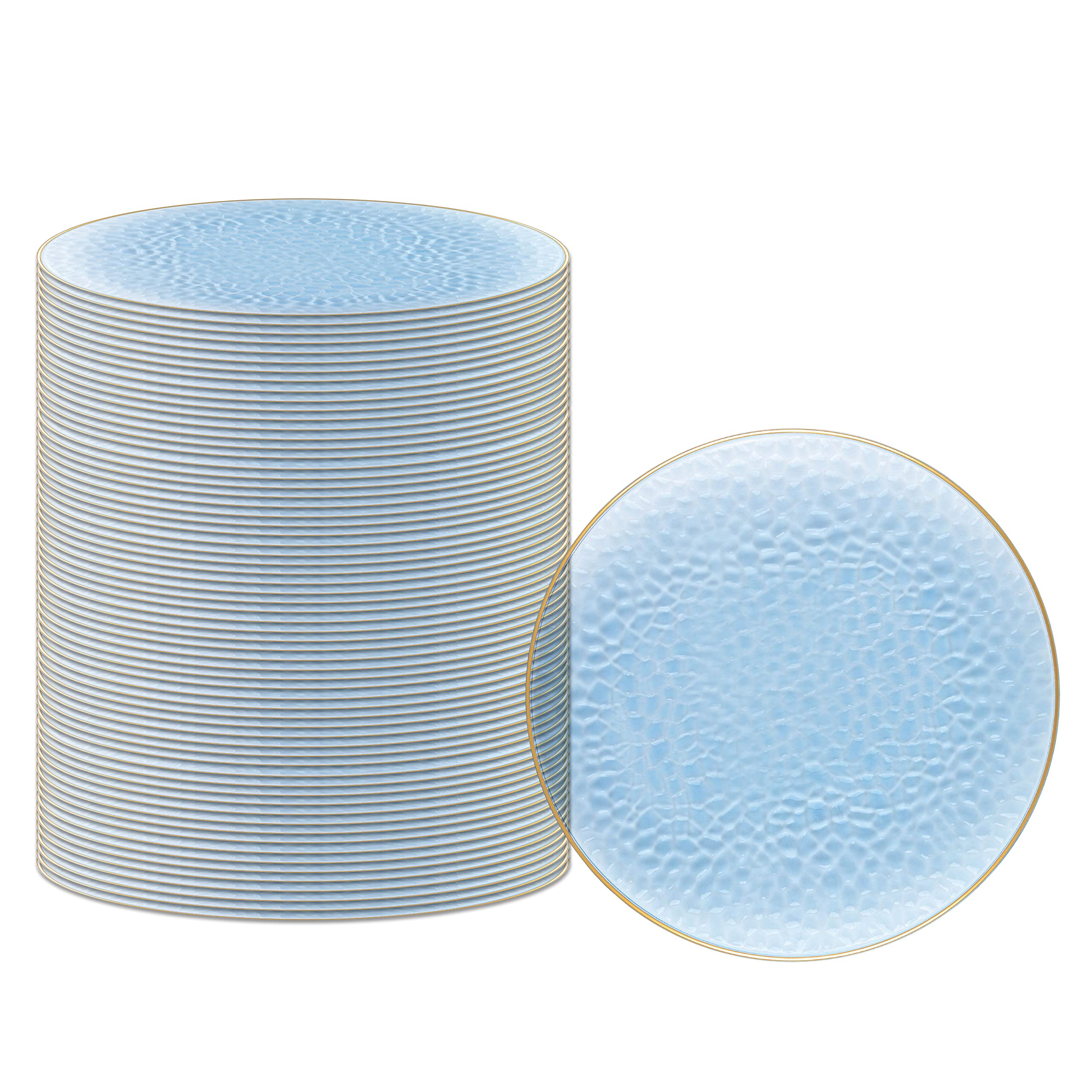 PARTY BARGAINS 13-Inch Charger Plates - 96 Pack, Clear Gold Rim, Heavy-Duty Disposable Chargers for Elegant Dining - Ideal for Weddings and Formal Events