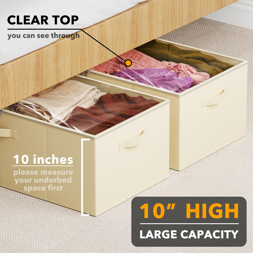 SpaceAid Paquete de 2 Contenedores de Almacenamiento Debajo de la Cama de 10" de Alto, Organizadores Grandes de Almacenamiento Debajo de la Cama con Tapas para Dormitorio, Residencia Estudiantil, Ropa