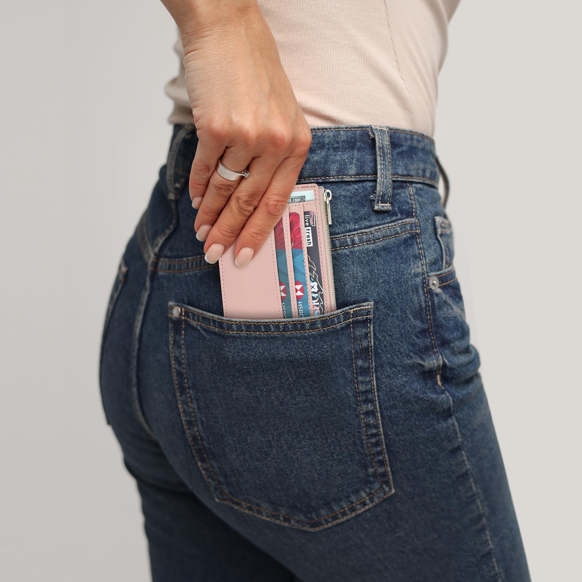 Sodsay Card Case Slim Front Pocket Wallet for Women Credit Card Holder with Keychain | Slim, Credit Card Holder, Front Pocket, with Keychain | Slim