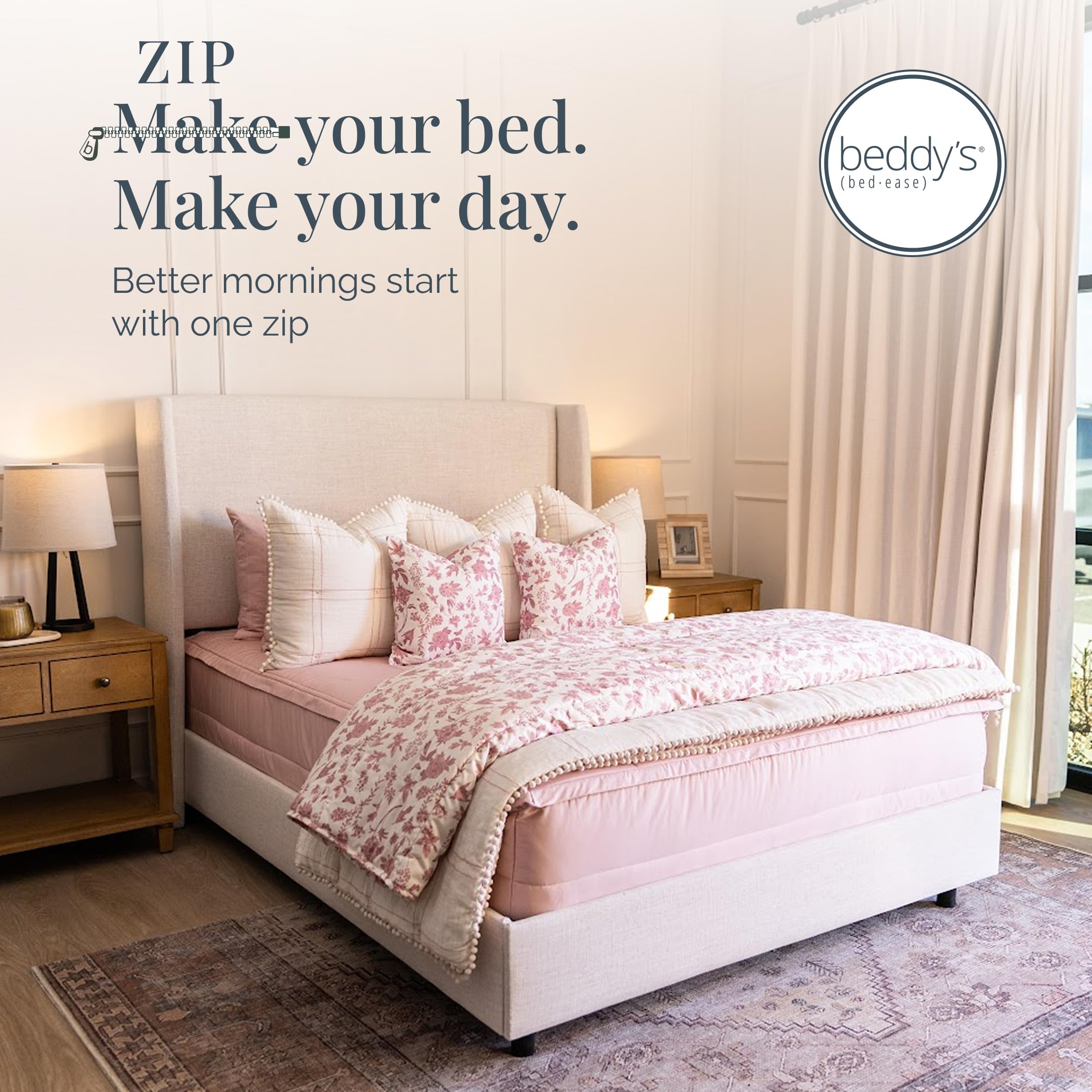 Beddy's Navy Blue All-in-One Zipper Bedding Set - Minky Lined - Twin | Smooth-Glide Zippers, Durable Construction, Easy To Make & Wash, 100% Cotton Exterior, Includes Pillowcase & Sham