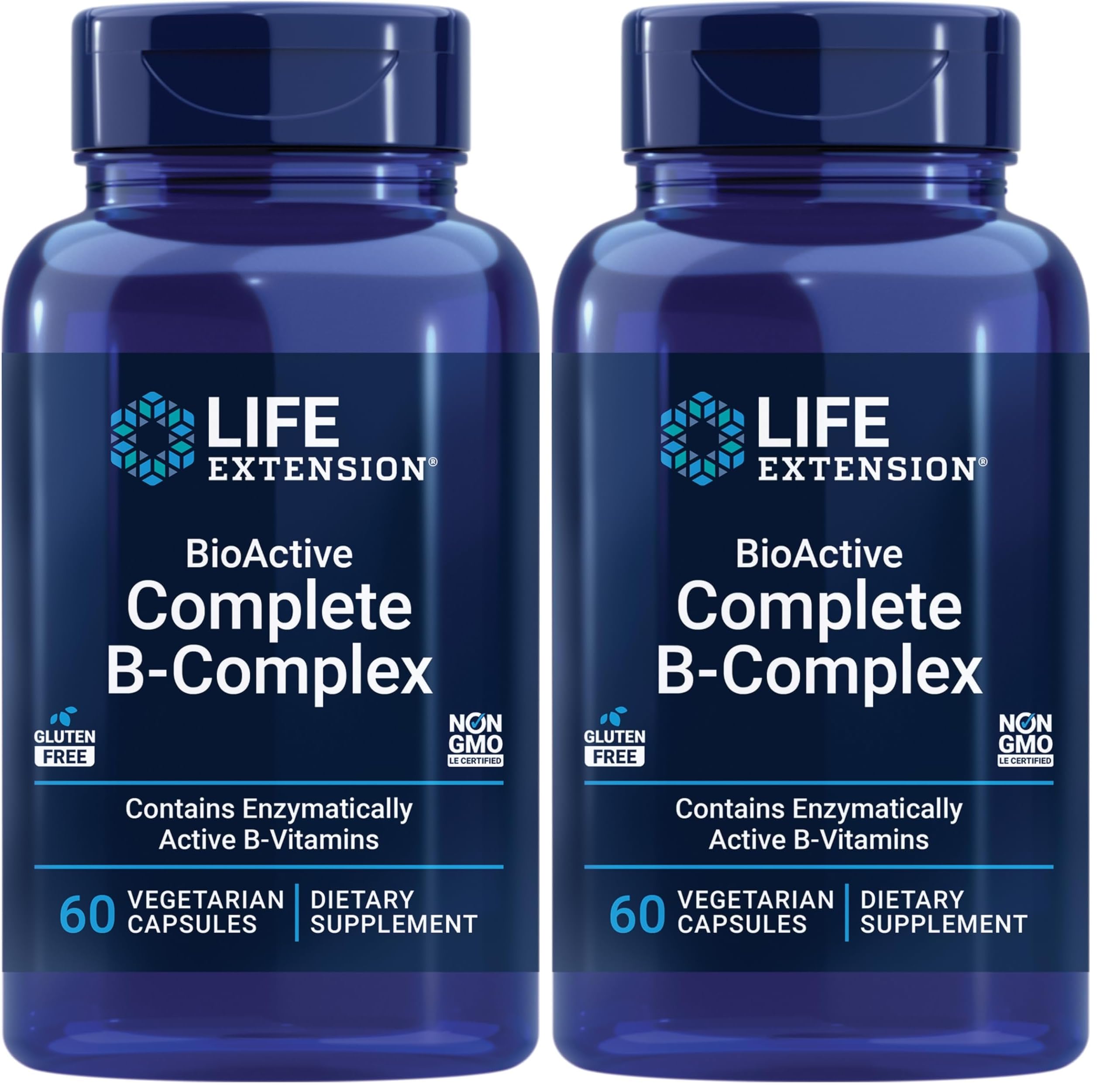 Life Extension BioActive Complete B-Complex, Heart, Brain and Nerve Support, Healthy Energy, Metabolism, Complete B Complex, 60 Vegetarian Capsules