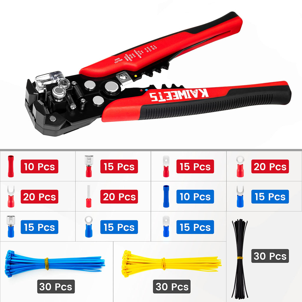 KAIWEETS Self Adjusting Wire Stripper - 3 in 1 Heavy Duty Automatic Wire Stripping Tool | 10-24 AWG Wire Cutter for Electrical Cable Cutting, Crimping Tool
