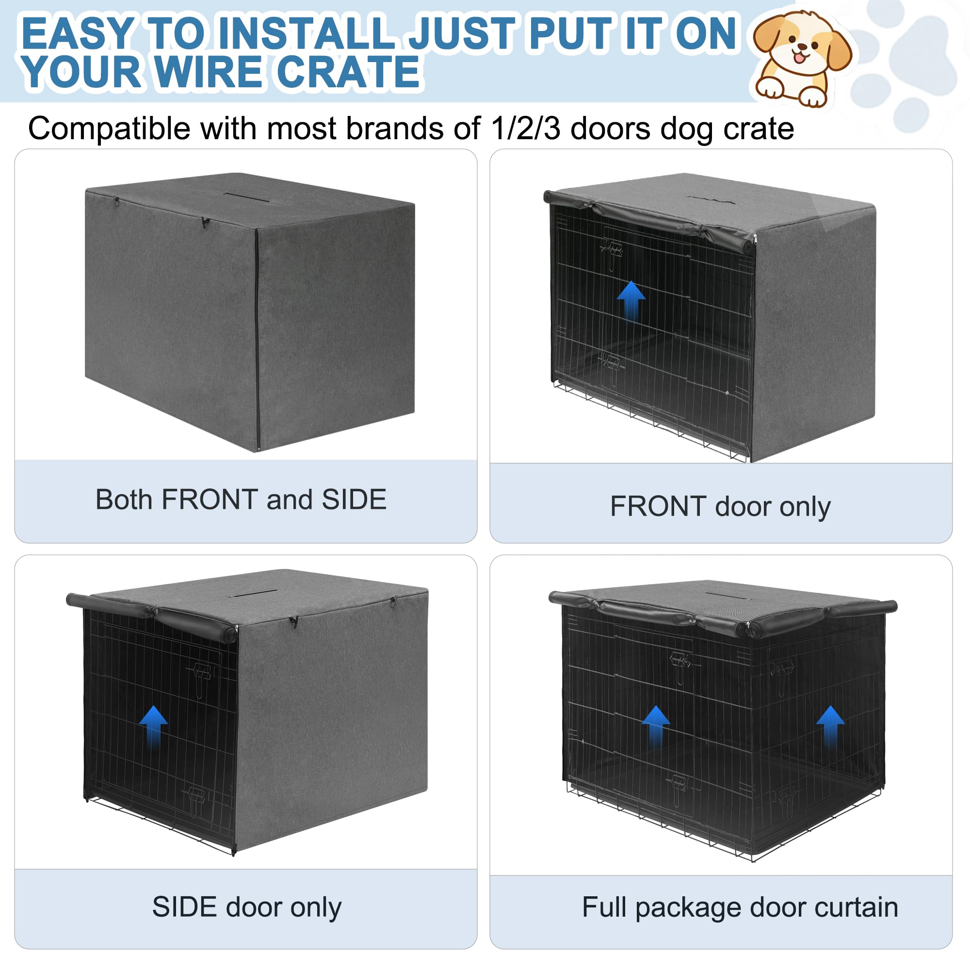 HiCaptain Dog Crate Cover 24.0" L x 18.0" W x 20.0" H with Breathable Mesh, Durable Heavy Duty Kennel Cover, Dual Zippered Panels, Windproof Waterproof UV-Resistant(Beige)