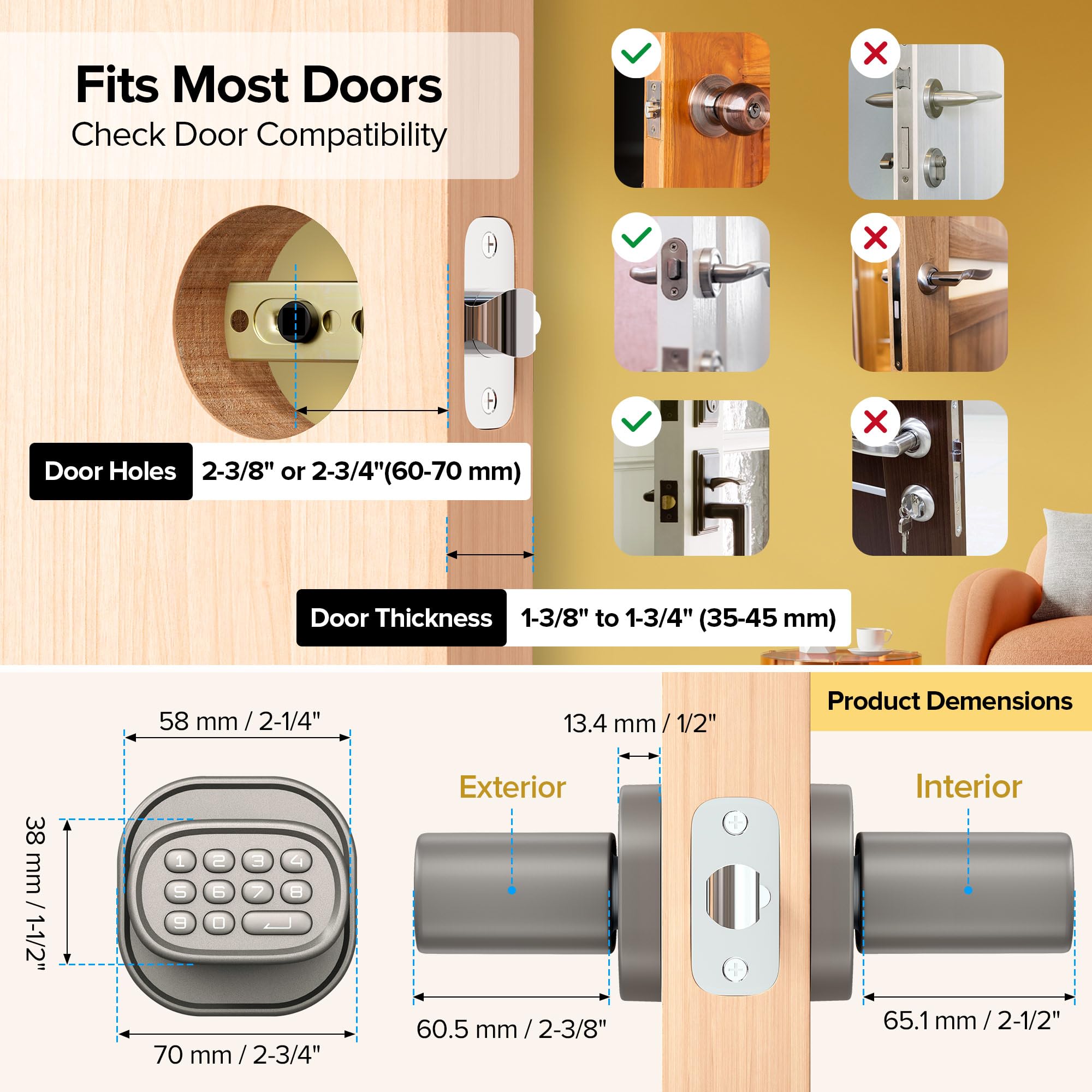 ThorBolt Fingerprint Door Lock with Keypad Door Knob, HomeKit Lock Over 𝗧𝗛𝗥𝗘𝗔𝗗, HomeKit Hub 𝗥𝗲𝗾𝘂𝗶𝗿𝗲𝗱, 𝗶𝗢𝗦 𝗢𝗡𝗟𝗬 Smart Lock for Interior Door, Bedroom, Office, MK1 Black