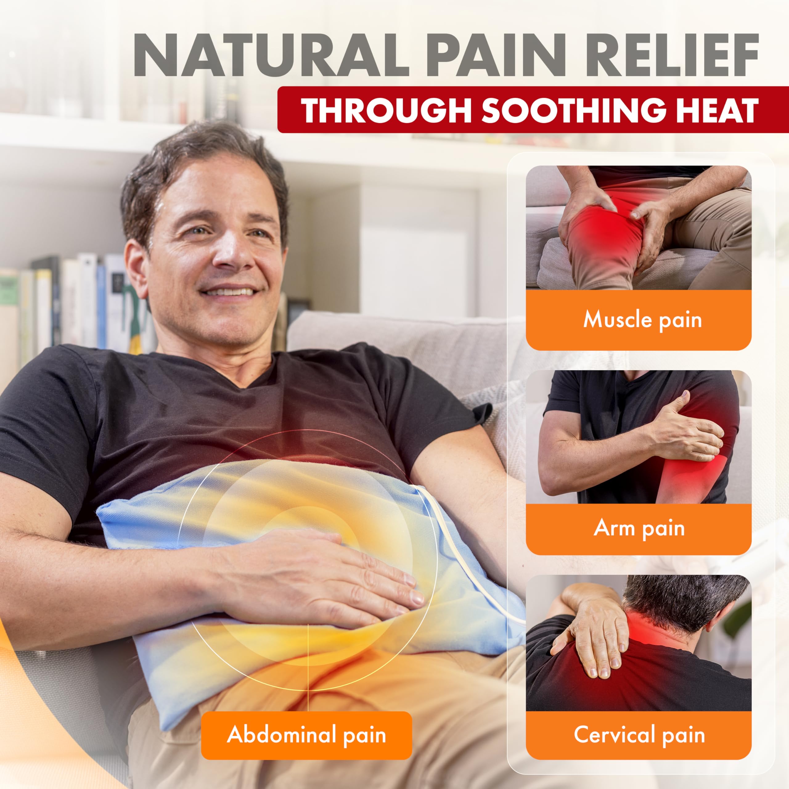 TheraCare Electric Heating Pad | Dry Heat Therapy | 4 Adjustable Heat Settings | 12" x 15" | Comfortable, Soft & Durable