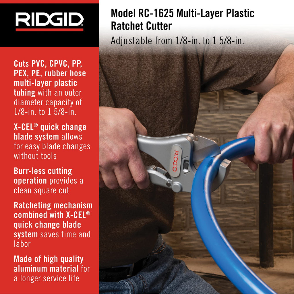 RIDGID RC-1625 Plastic Pipe Cutter and Replacement Blade Bundle