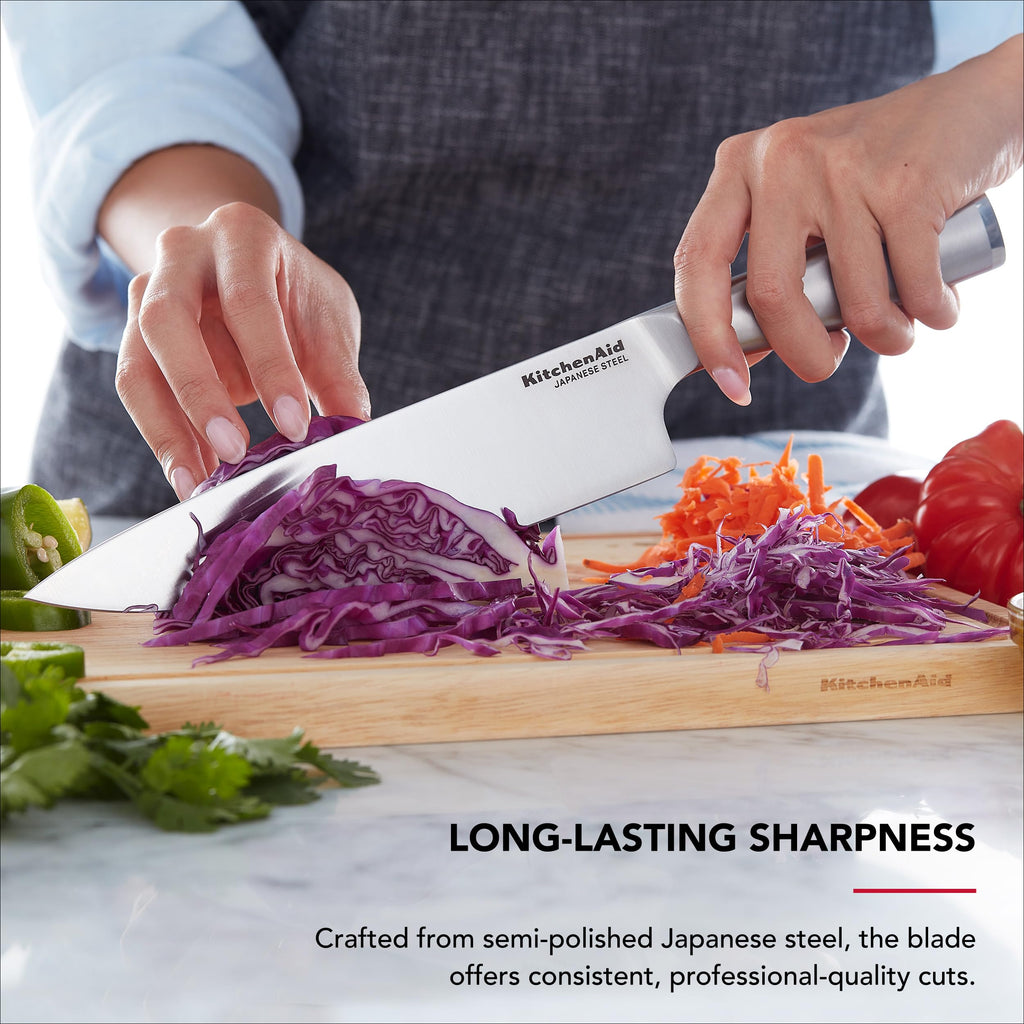 KitchenAid Gourmet Knife Block Set with Built-in Sharpener, 15-Piece, Stainless Steel