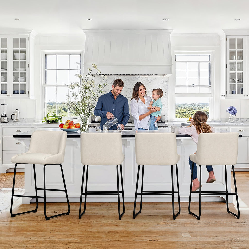 LUE BONA 26 Inch Counter Height Bar Stools Set of 2, Faux Leather Upholstered Barstools, Barstool with Back, Comfortable Bar Chairs, Modern Counter Stools for Kitchen Counter Island