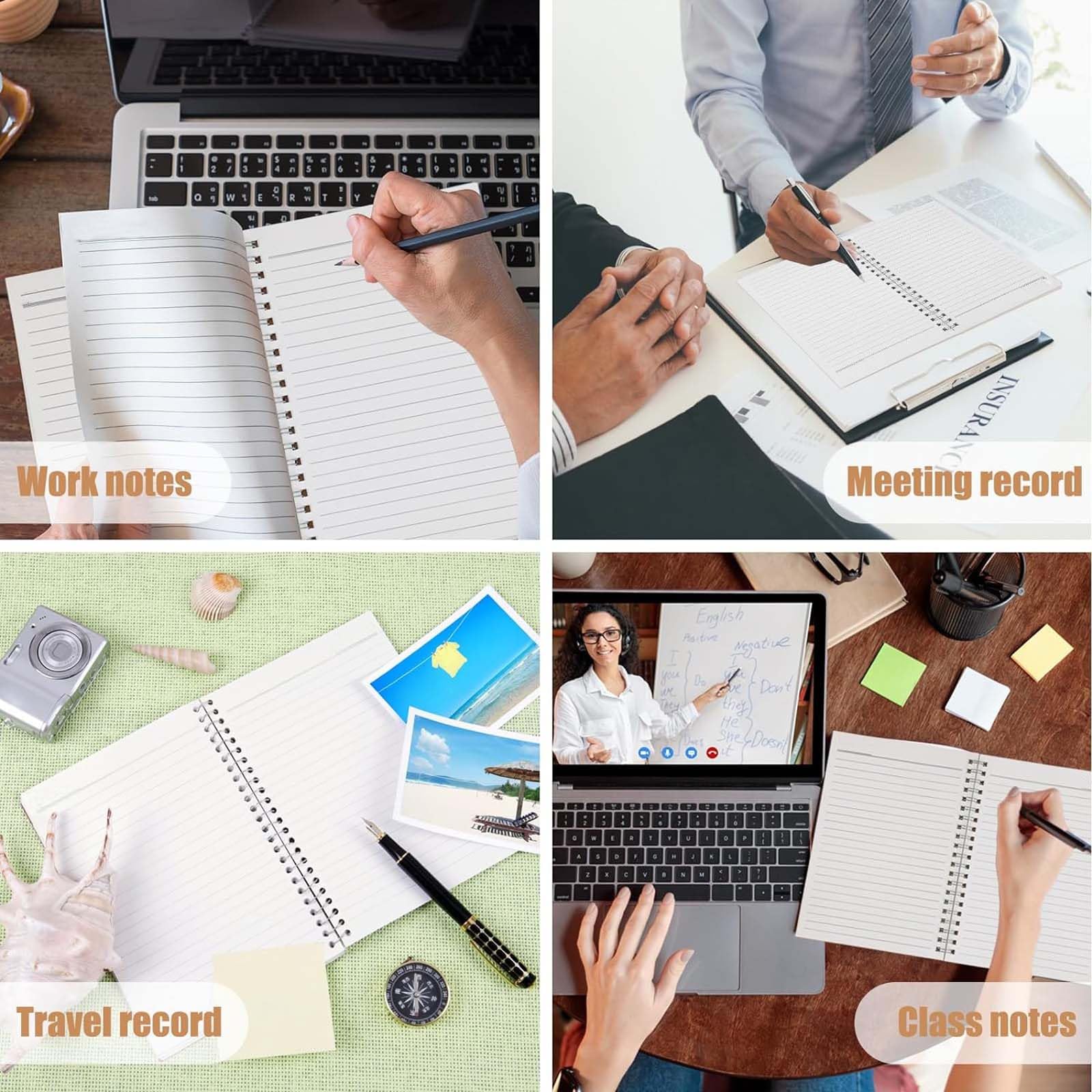 4Pack Small Spiral Notebook A5, 8.25x5.5” 120 Lined Pages Black & Red Wide Ruled Spiral Journal Bulk Blank Kraft Cover Spiral Bound Notebook & Writing Pads for Home Office Meeting Work Note Taking
