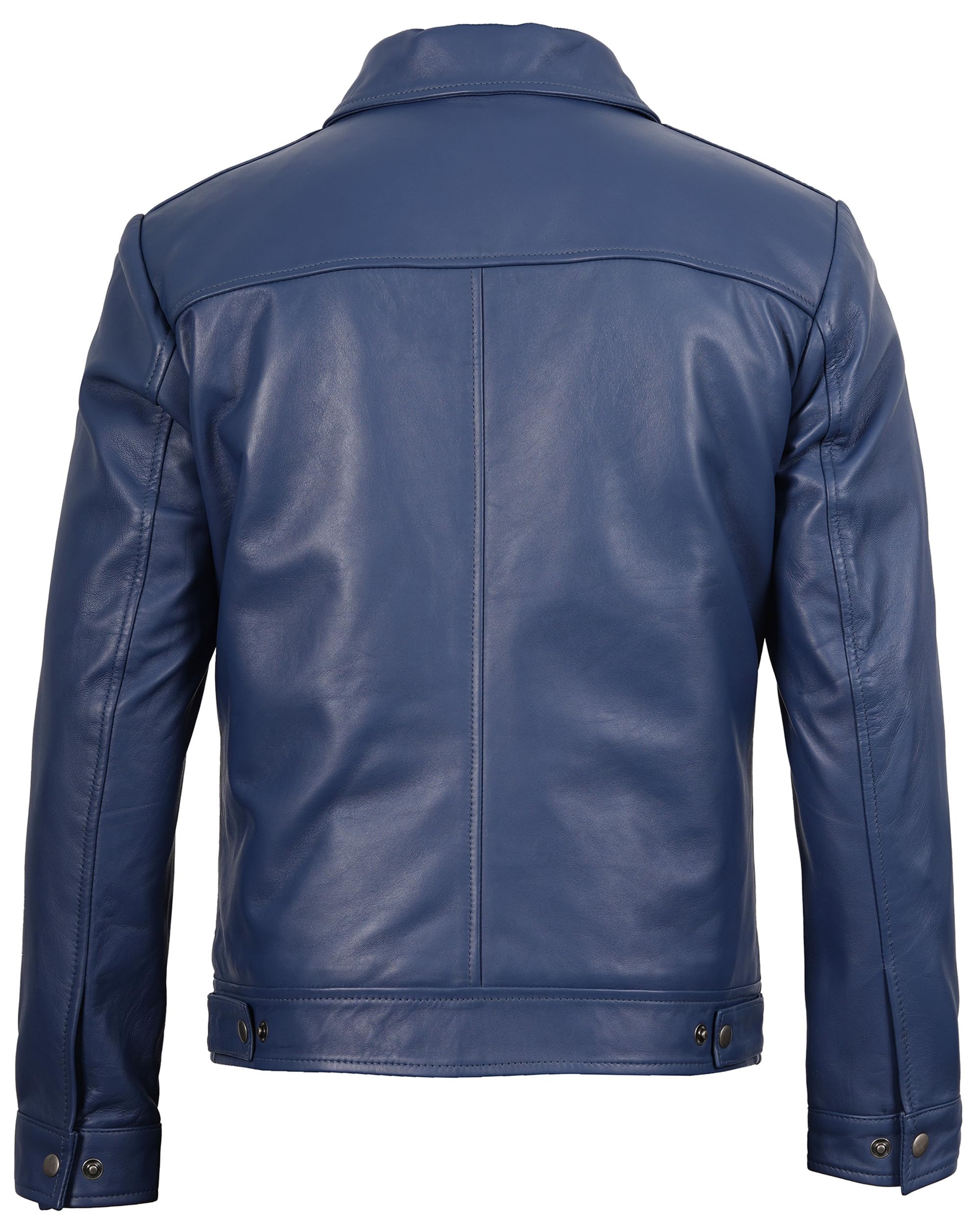 Decrum Vintage Style Mens Leather Jacket - Real Lambskin Classic Shirt Collar Leather Jackets for Men