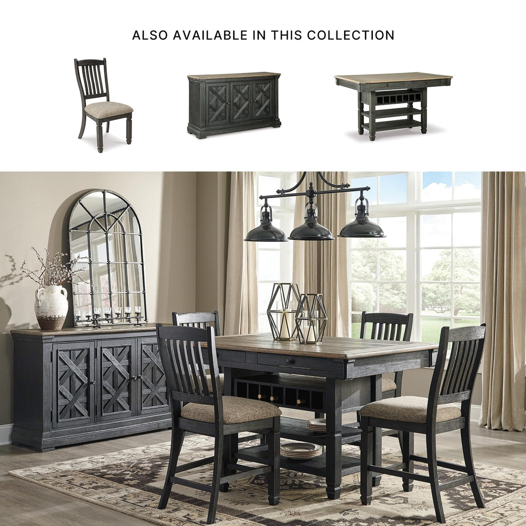 Signature Design by Ashley Tyler Creek Farmhouse 24.38" Counter Height Upholstered Barstool, Set of 2, Almost Black