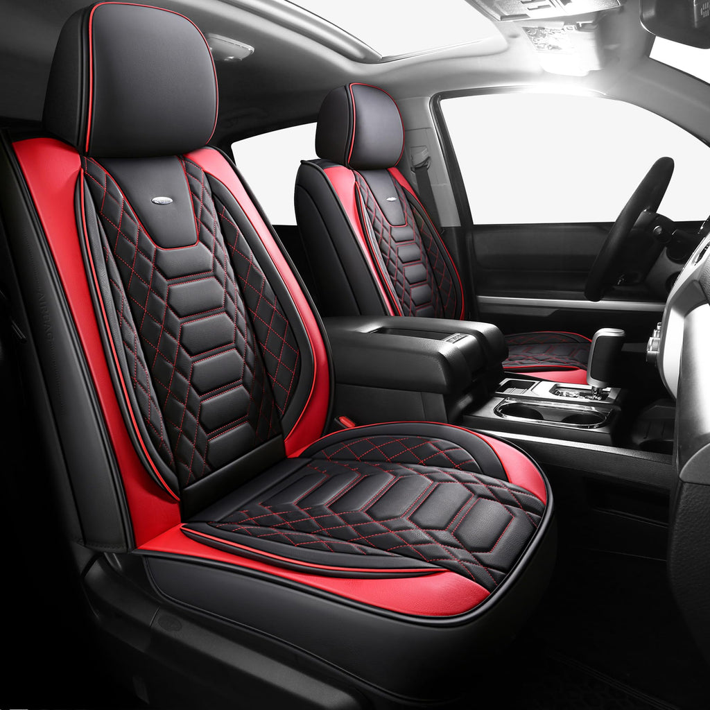 FREESOO Tundra Seat Covers 2007-2013, Fit for Toyota Tundra Crewmax Cab 5 Seats, Custom Truck Seat Covers with Waterproof Faux Leather Black