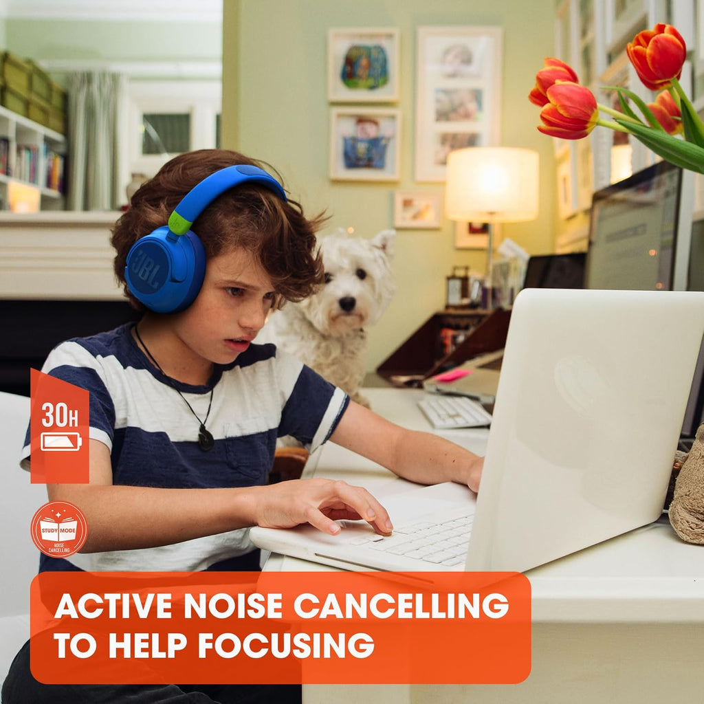 JBL JR 460NC - Wireless Over-Ear Noise Cancelling Kids Headphones - White