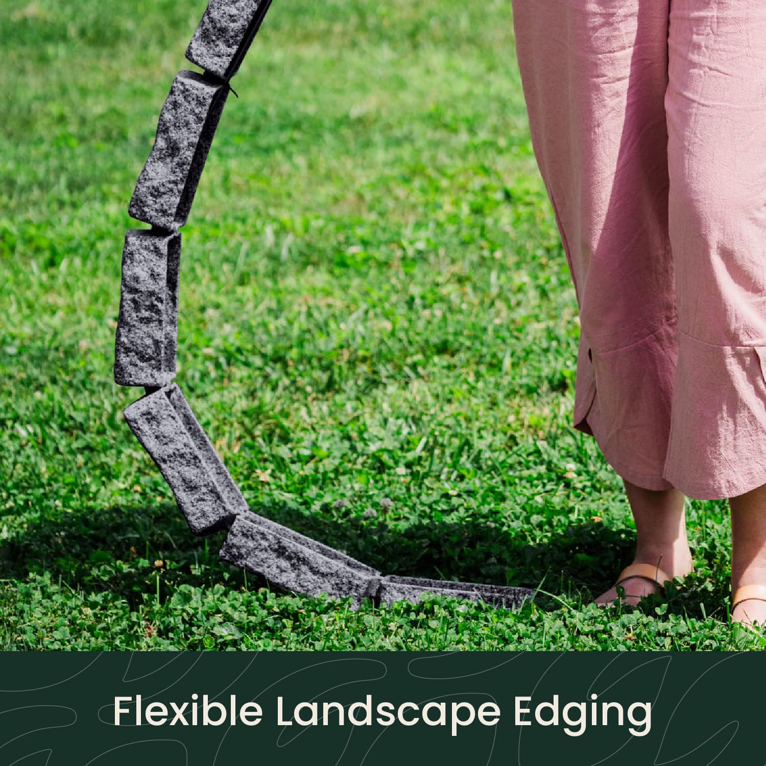 Beuta Landscape Edging | Garden Edging Border | Faux Stone Bricks for Lawn edging, Flower beds, Pathways & Yard Edging– 1 Pack | Each Section Has 6 Bricks 48"L x 4"W x 2.25"H | 3 Spikes |Cobblestone