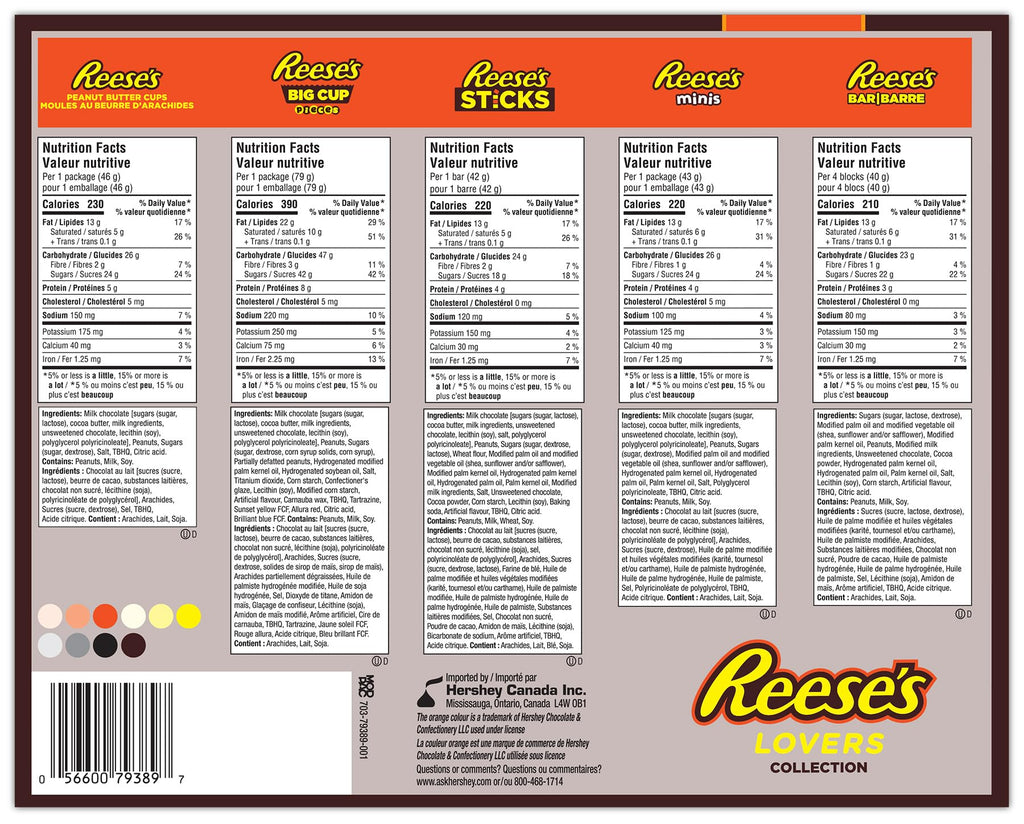 Reese's Lovers Gift Box, Assorted Chocolate Peanut Butter Bars, 535g (8 Assorted Bars) – Perfect for Gifting & Sharing with Chocolate Lovers, Celebrate your Peanut Buttery Faves