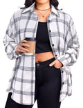 Zeagoo Womens Plus Size Flannel Shirts Plaid Shirts Long Sleeves Casual Button Down Collared Shacket Tops