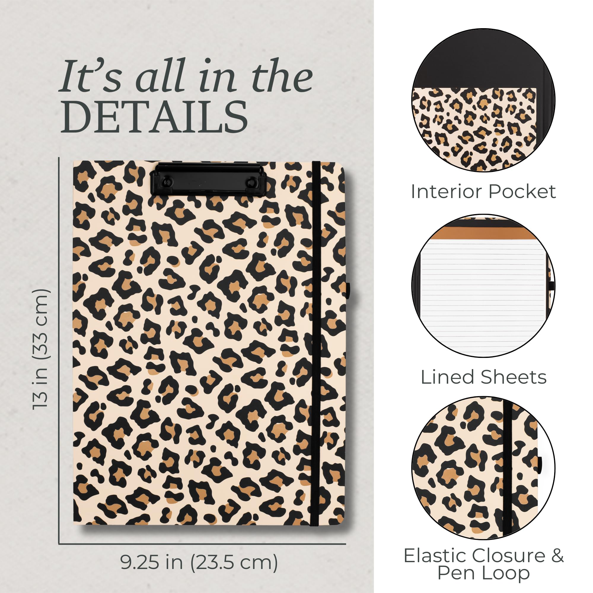 Steel Mill & Co Cute Clipboard Folio with Refillable Lined Notepad and Interior Storage Pocket, Black and White Padfolio for Work, Black Dots