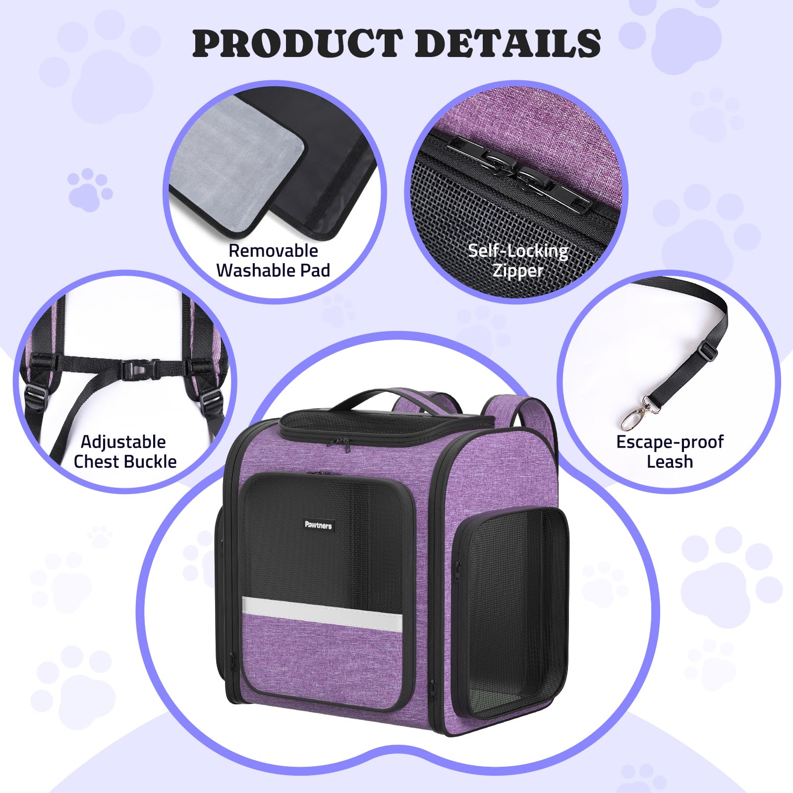 Cat Carrier Backpack with Detachable Play Tunnel, 2 in 1 Cat Tunnel Backpack Suitable for Carrying & Playing, Expandable Pet Carrier for Small Medium Kitten Puppy, Suitable for Travel Hiking Camping