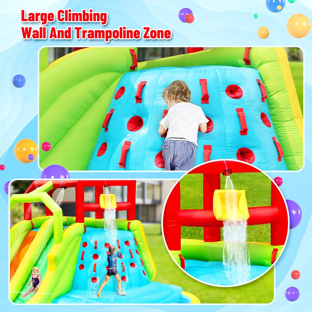 WELLFUNTIME Inflatable Water Slide Park, Bouncy Castle with Deep Pool, 191 x 157.5 x 100 Inch, Jumping Castle with Air Blower