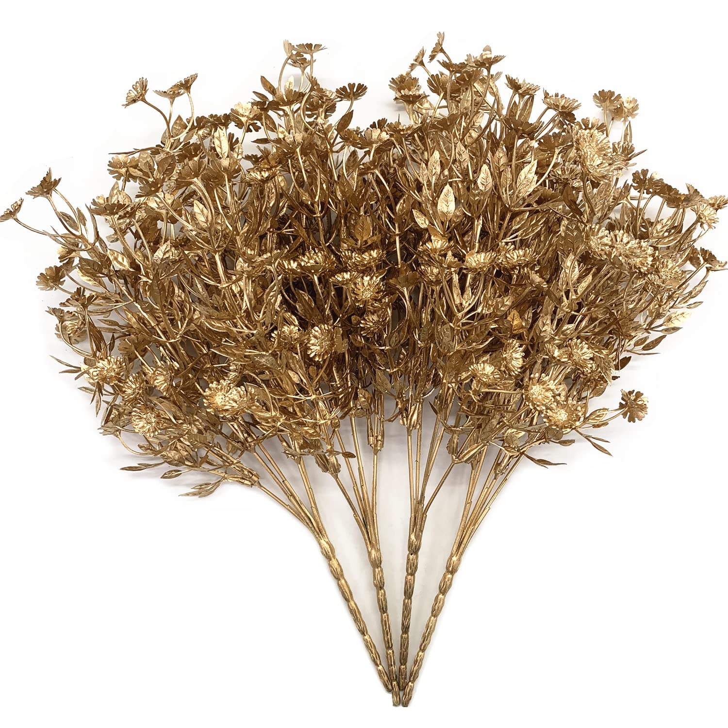 Christmas Decor Artificial Plants, PASYOU Gold Fake Antlers Plastic Grass Shrubs Leaves Indoor Outdoor Home Garden Party Hotel Verandah Wedding Event Faux DIY Decoration - 30 Inch Golden 2 Bunches