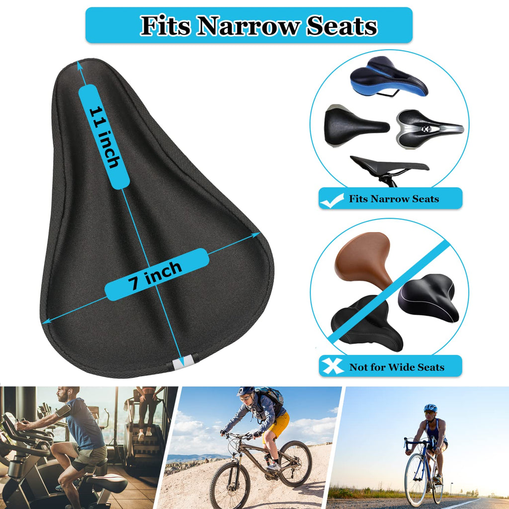 Geronmine Gel Bike Seat Cover Padded Bicycle Saddle Covers for Women & Men, Most Comfortable Exercise Bike Seat Cushion Cover, Soft for Spin Indoor Outdoor Cycling Class Mountain Stationary Bikes