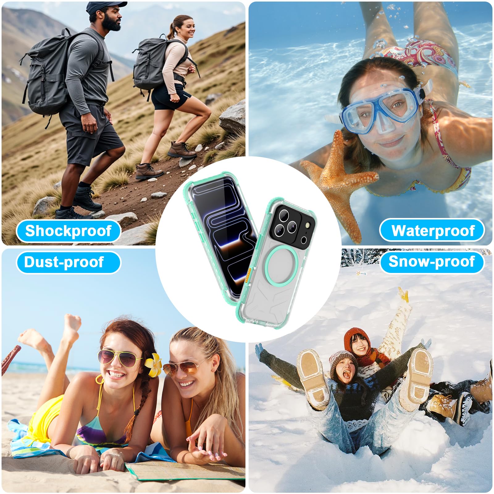 iPhone 13 Pro Case, Waterproof & Shockproof Phone Case, Full Protection, IP68, 6.1 Inch, Black
