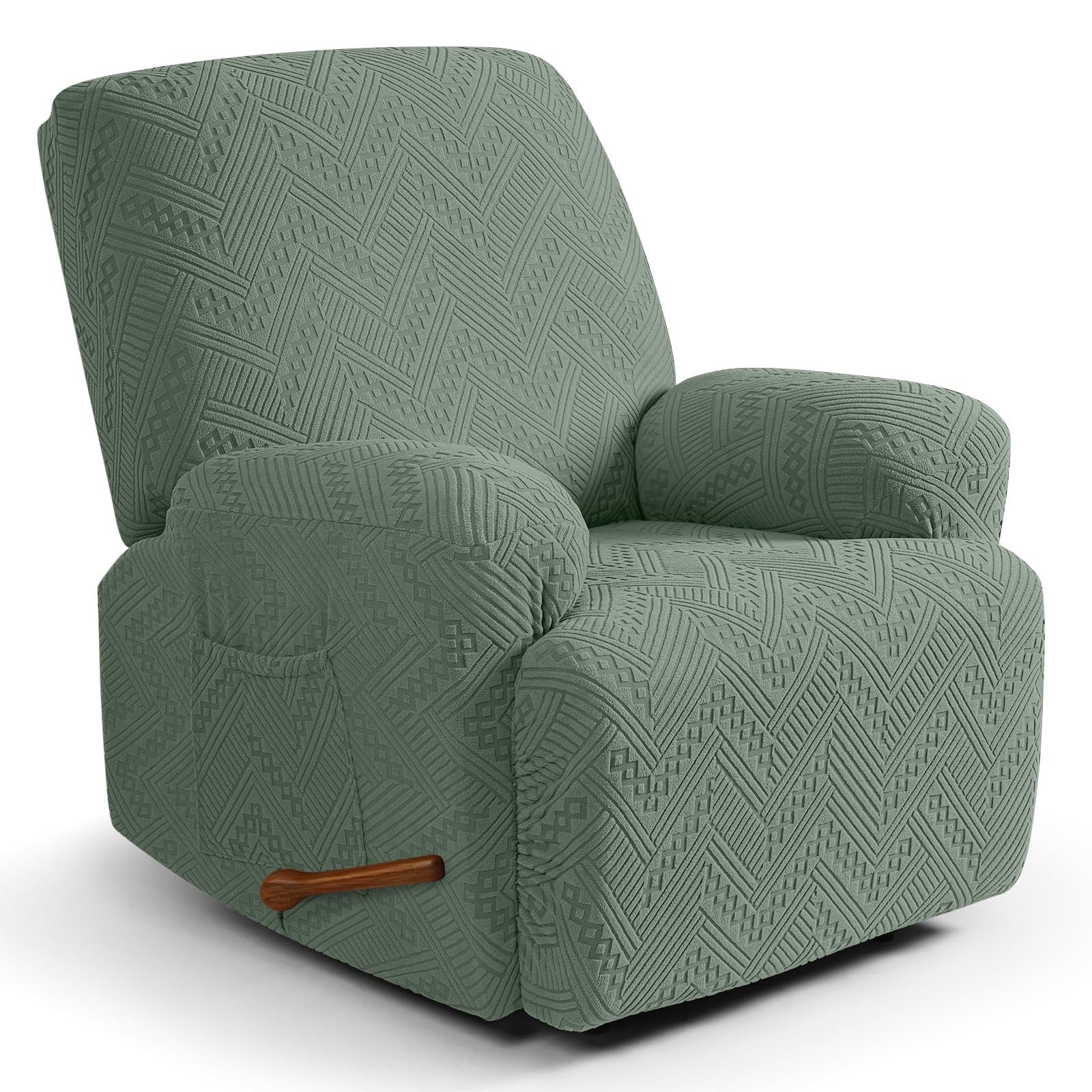 Ruaozz Recliner Chair Covers 3-Pieces Lazy Boy Recliner Slipcovers Stretch Reclining Chair Slipcover Washable Furniture Protector with Elastic Bottom (1 Seater, Army Green)