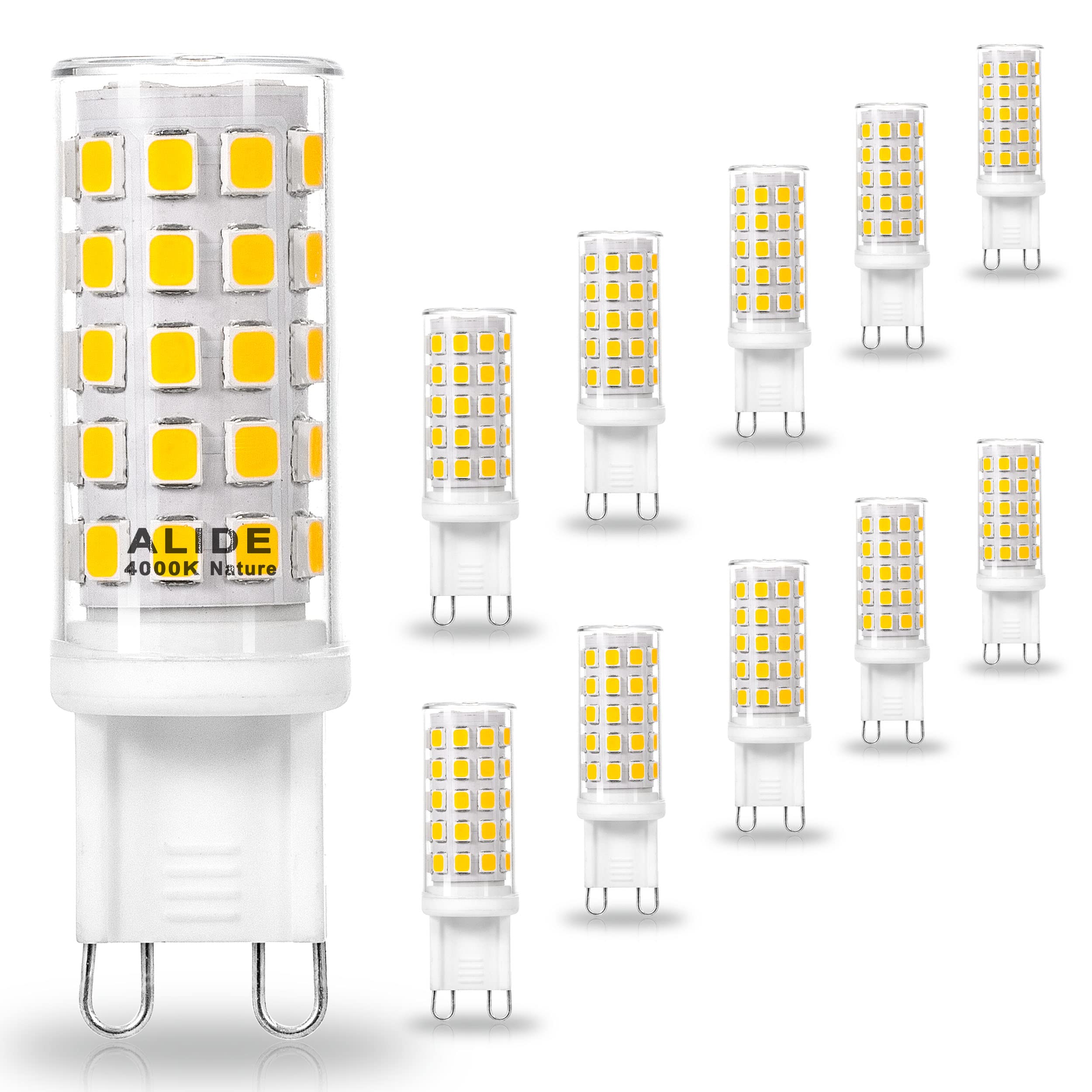 ALIDE G9 Led Bulbs Dimmable 3W Replace 20W 25W 30W Halogen Equivalent,2700K Soft Warm White, AC120V G9 Clear T4 Bi-pin Led Bulbs for Chandelier Pendant Wall Home Lighting,300LM,360 Deg,10Pack