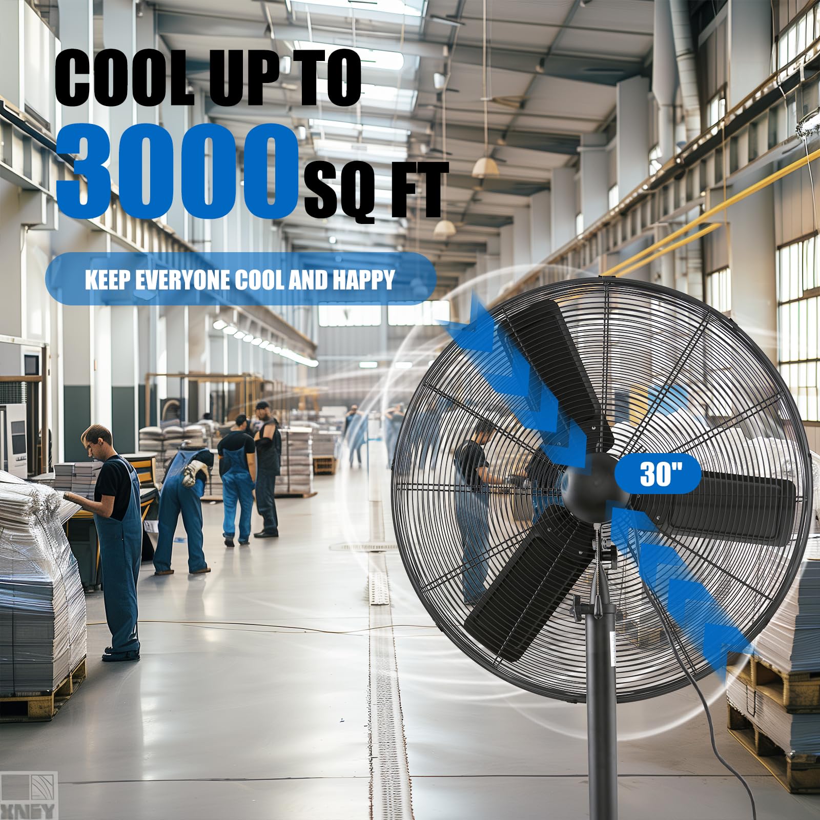 iLiving ILG8P30-72 Commercial Pedestal Floor Fan, 30-Inch, Industrial Heavy Duty Floor Standing Fan with 7261 CFM, Perfect for Home, Shop, Bedroom, Gym, Garage, Black