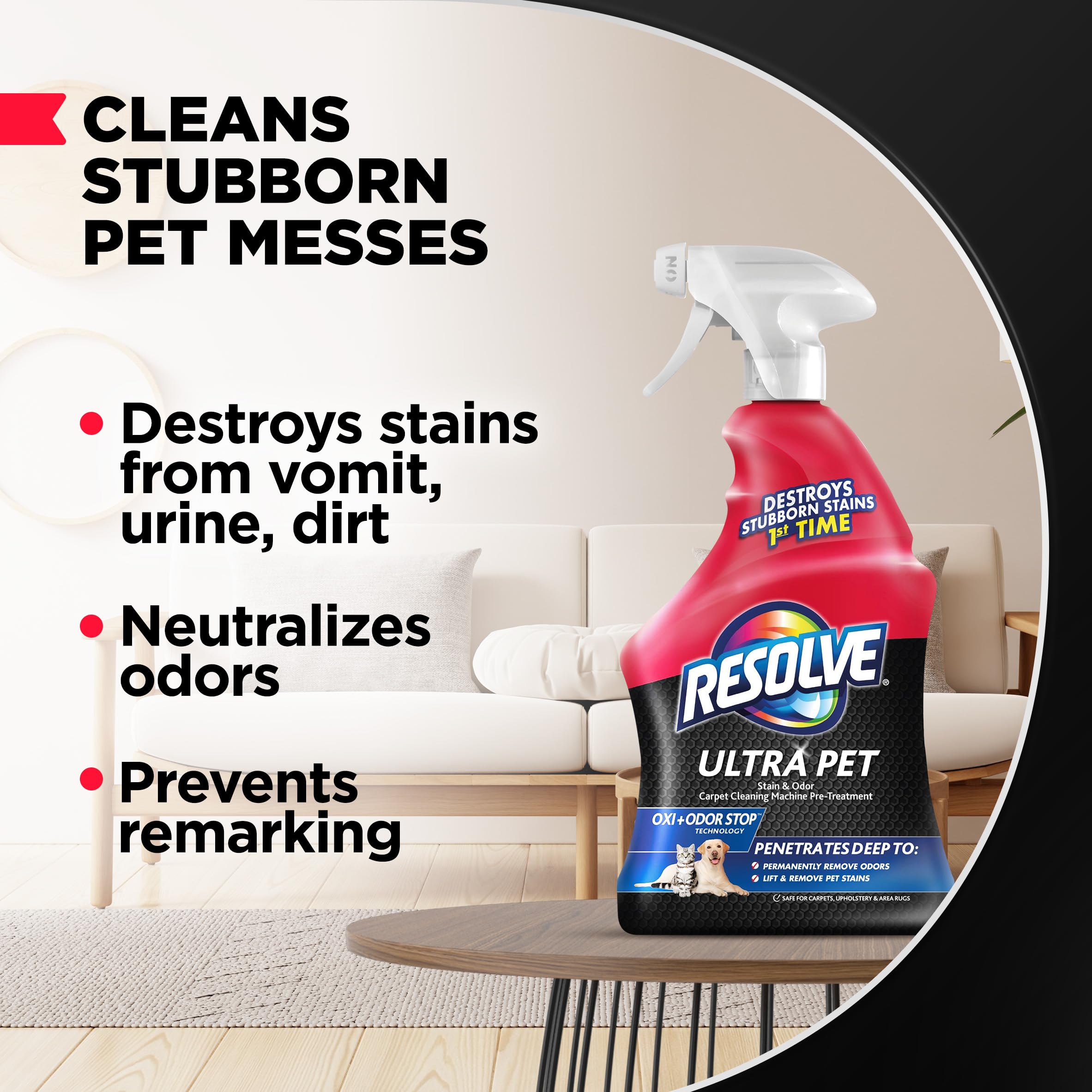 Resolve Ultra Pet Carpet Cleaner Spray – for Removal of Pet Stains & Odors, 32oz | Removes Pet Stains & Odors