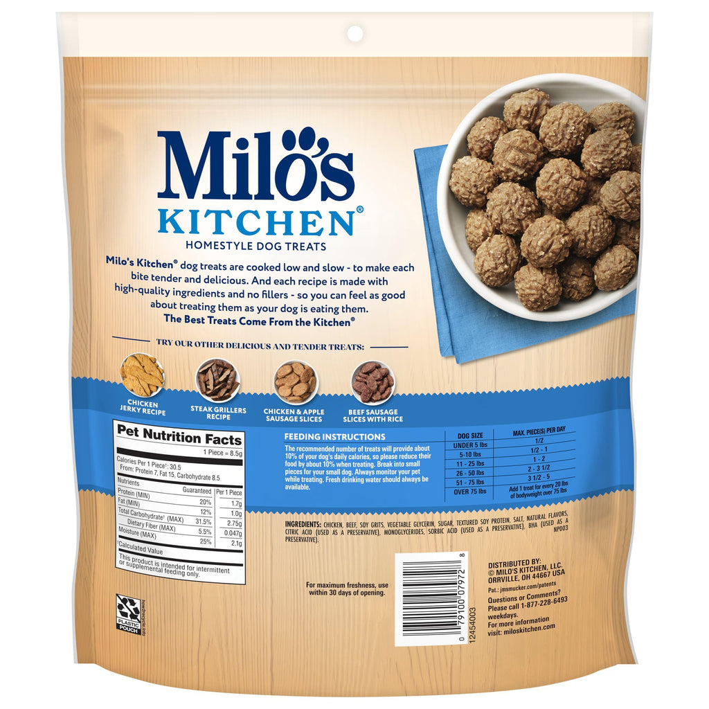 Milo's Kitchen Homestyle Dog Treats, Beef Sausage Slices, 10 Ounce, High Protein, No Artificial Flavors