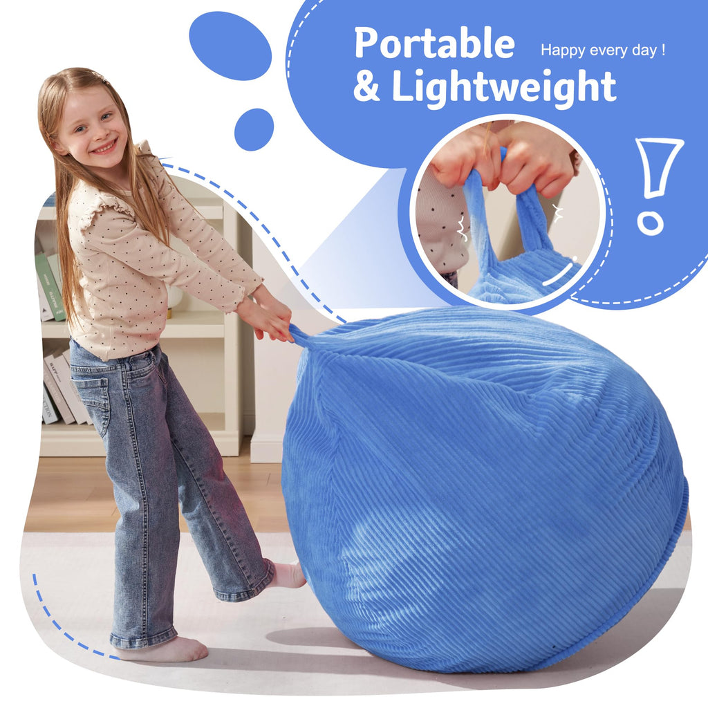 Homguava Bean Bag Chair,Teardrop Bean Bags Small Beanbag Chair with Memory Foam Filled and Ultra Soft Corduroy Cover for Living Room, Bedroom (Black 2FT)