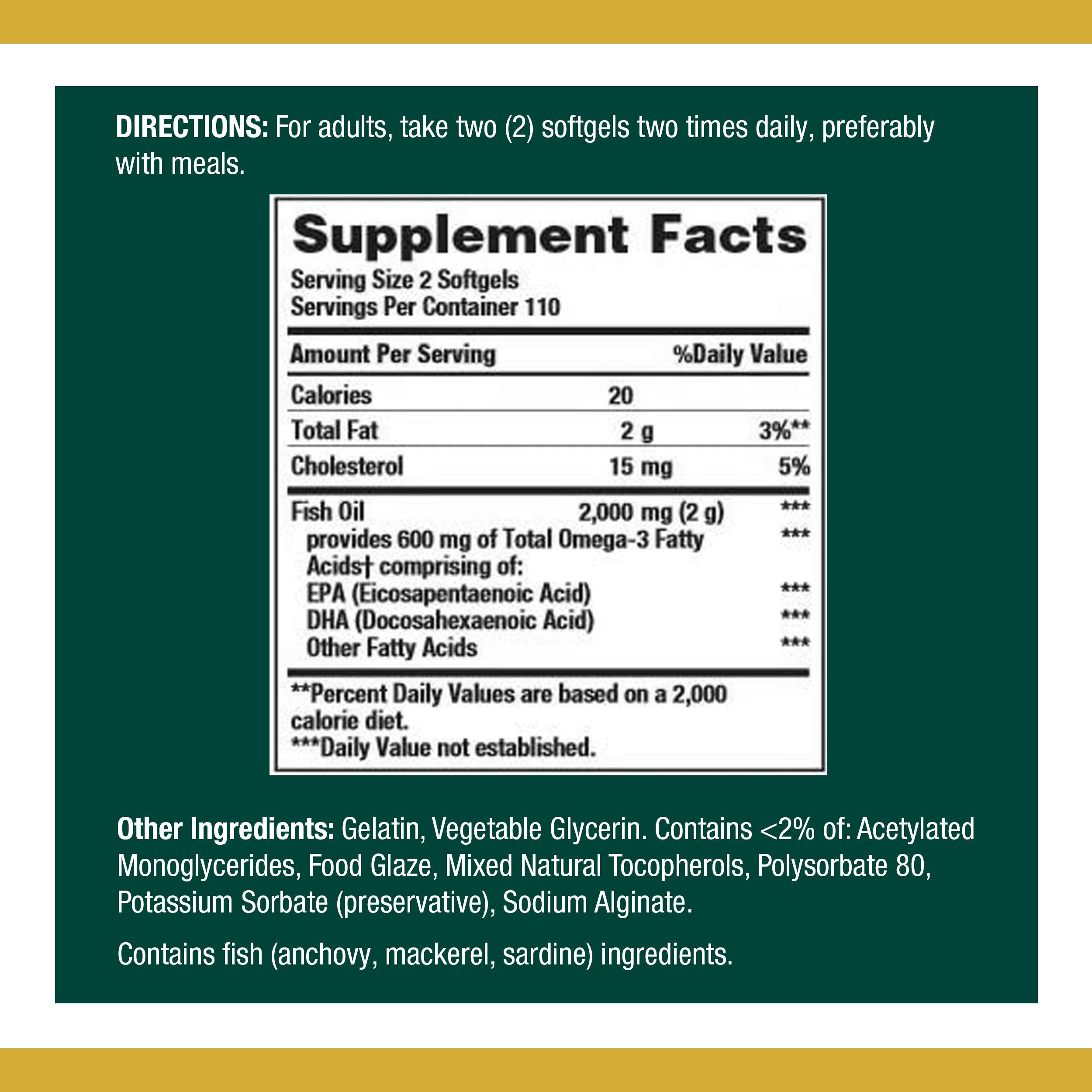 Nature's Bounty Fish Oil 1000 mg Coated Softgels, 220 Count