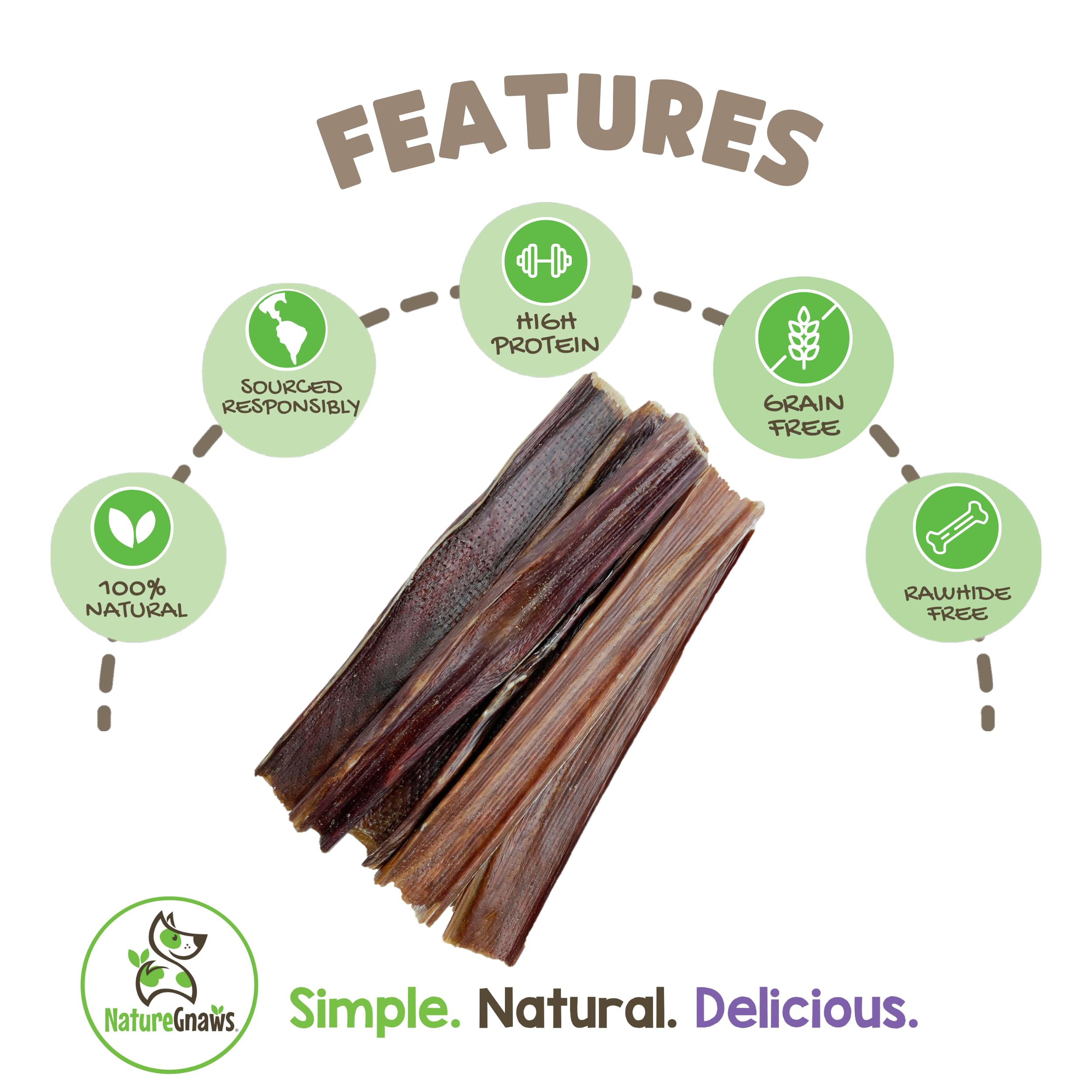 Nature Gnaws Beef Gullet Chews for Small Dogs 4-5" (20 Count) - Natural Beef Jerky Stick Dog Chew Treats - Rawhide Free
