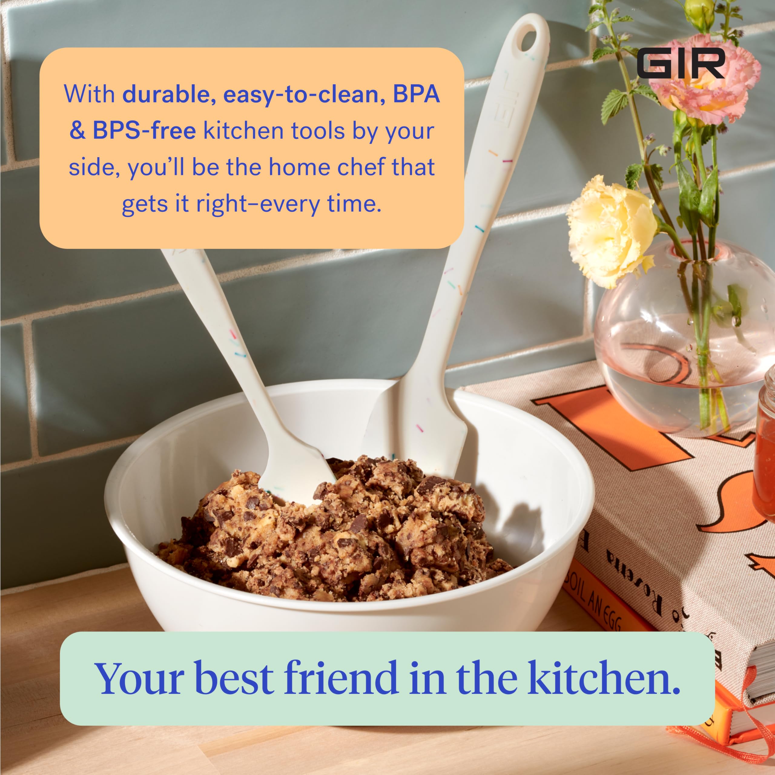 GIR: Get It Right Premium Silicone Spatula - Non-Stick Heat Resistant Kitchen Spatula - Perfect for Baking, Cooking, Scraping, and Mixing - Mini - 8 IN, Black