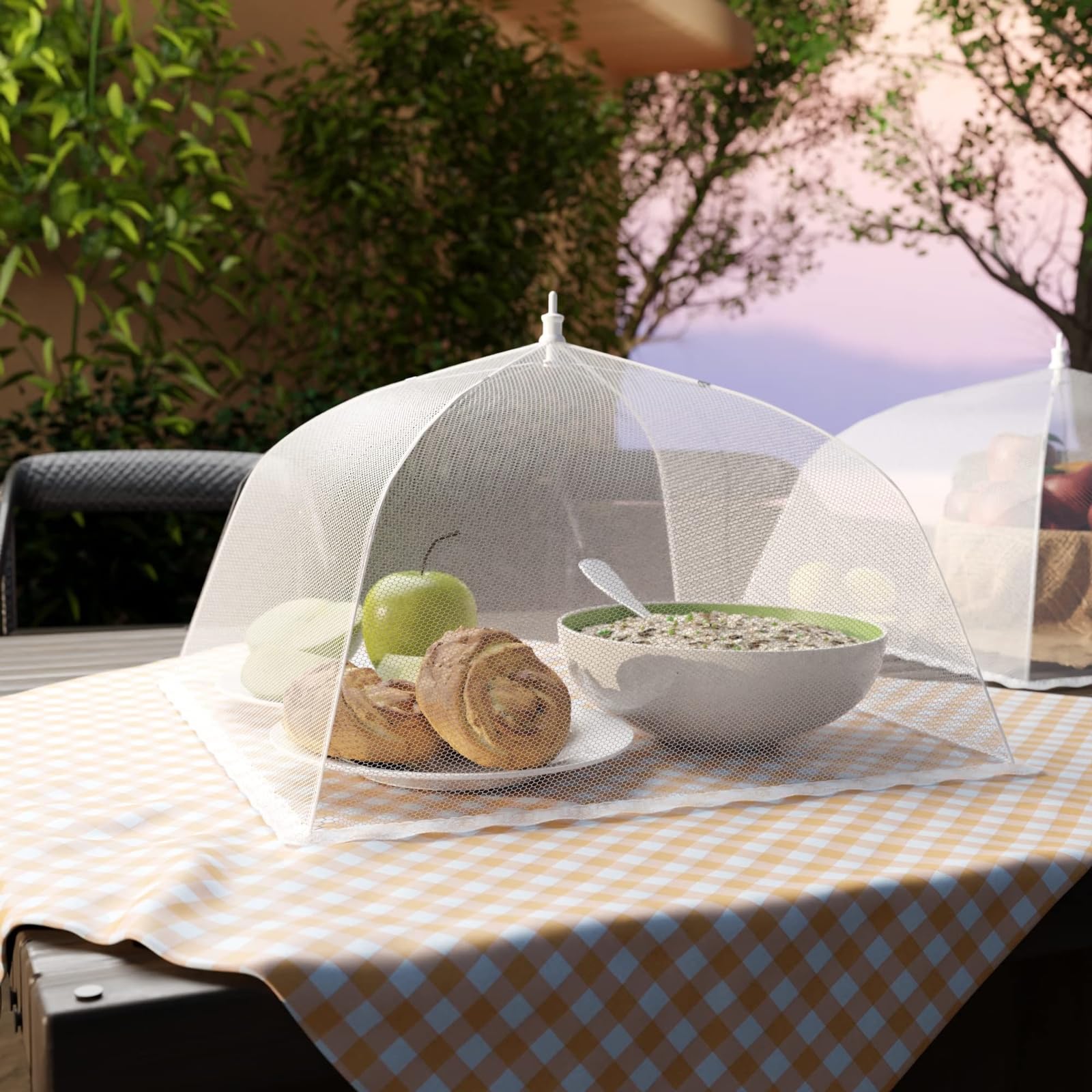 Simply Genius Mesh Food Covers - 12-Pack, 17in x 17in, White - Outdoor Kitchen & Picnic Accessories - Hosting Essentials for Glamping & Tailgating