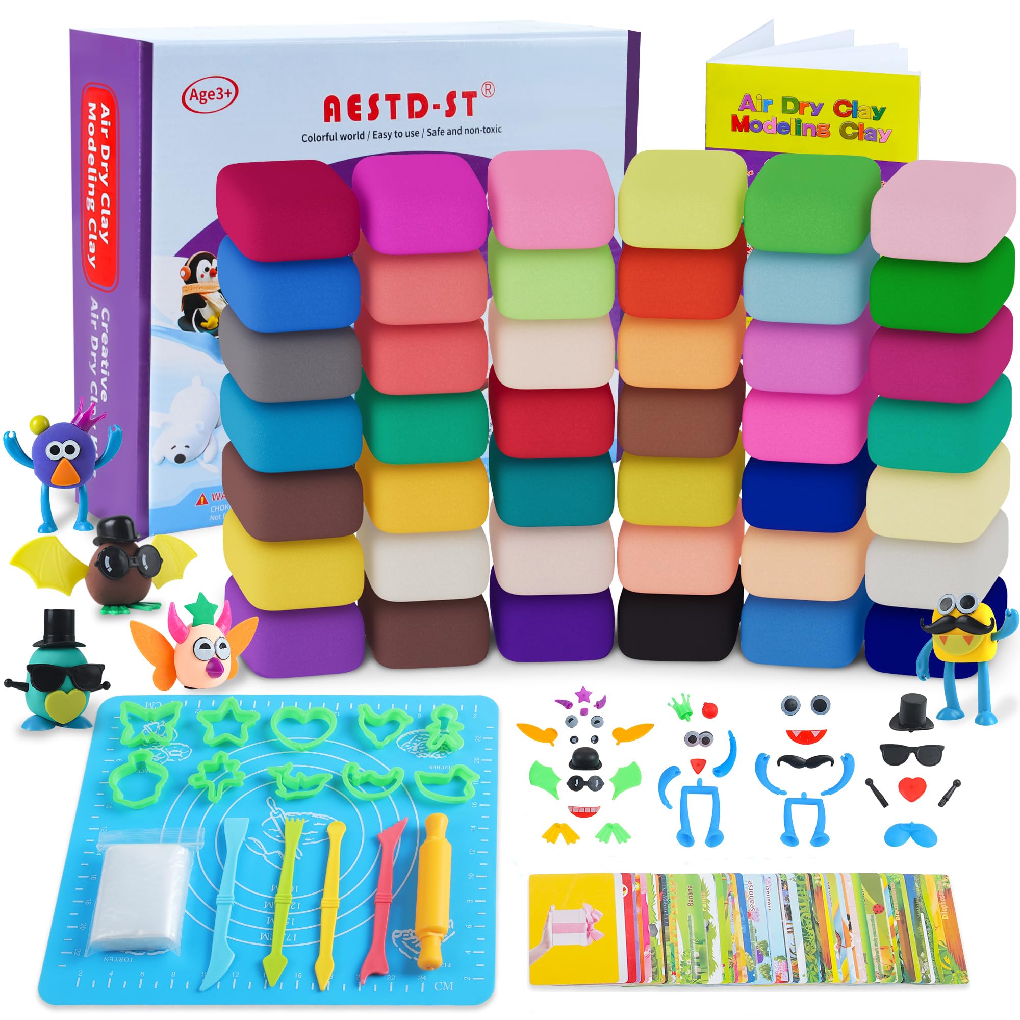 Aestd-ST Air Dry Clay 42 Colors, Modeling Clay for Kids, DIY Magic Clay, Molding Clay Kit with Sculpting Tools, Non-Sticky Soft and Super Light, Arts and Crafts Gift for Boys Girls Kids