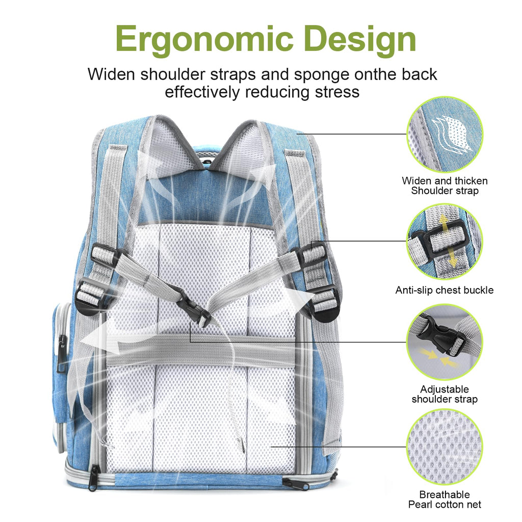 Cawypety Cat Backpack Carrier, Breathable Cat Carrier Large Space Bubble Pet Backpack for Kitty Small Dog up to 12lbs, Transparent & Foldable Pet Carrier for Travel Hiking (Black